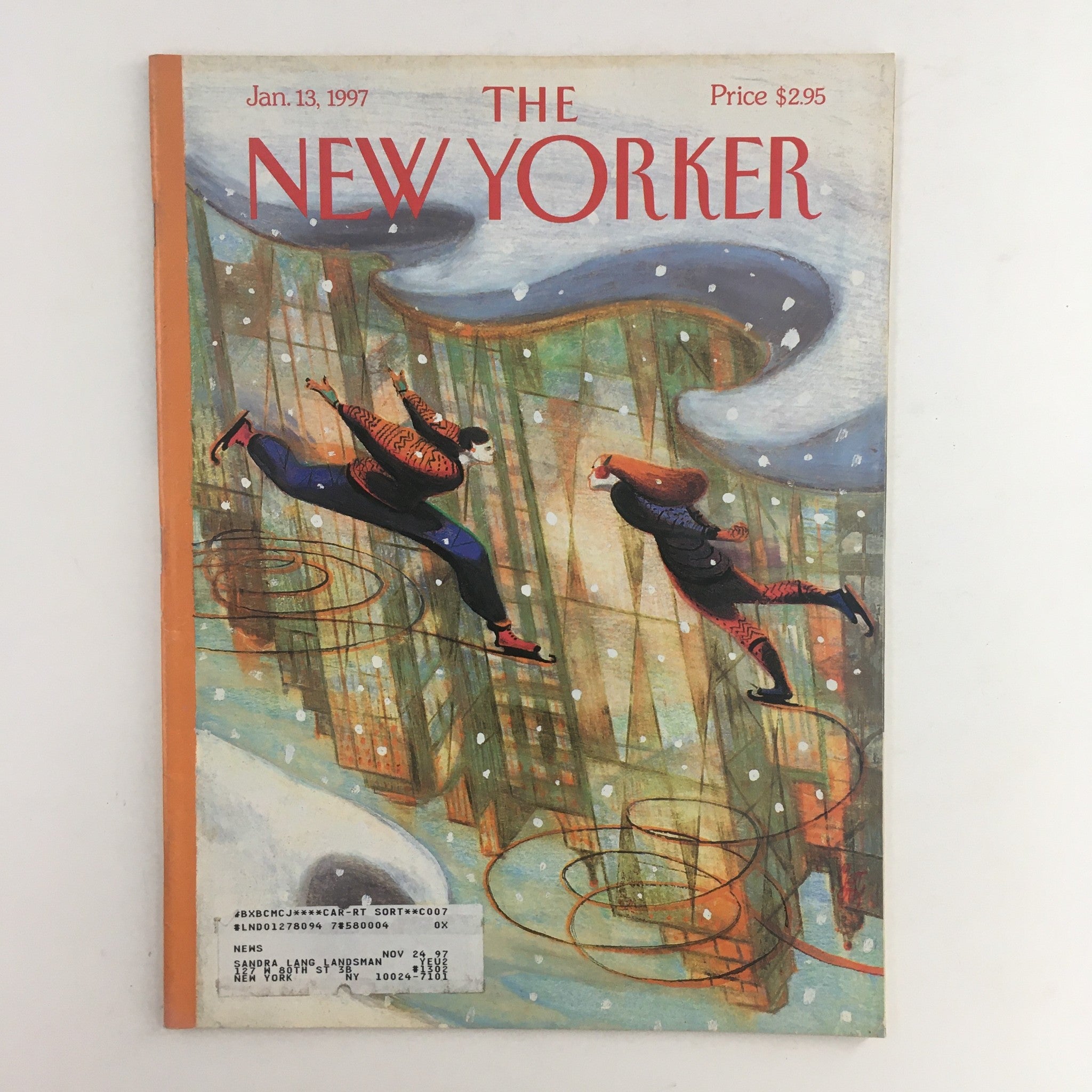 The New Yorker Full Magazine January 13 1997 Ice Skating by Lorenzo Mattotti VG