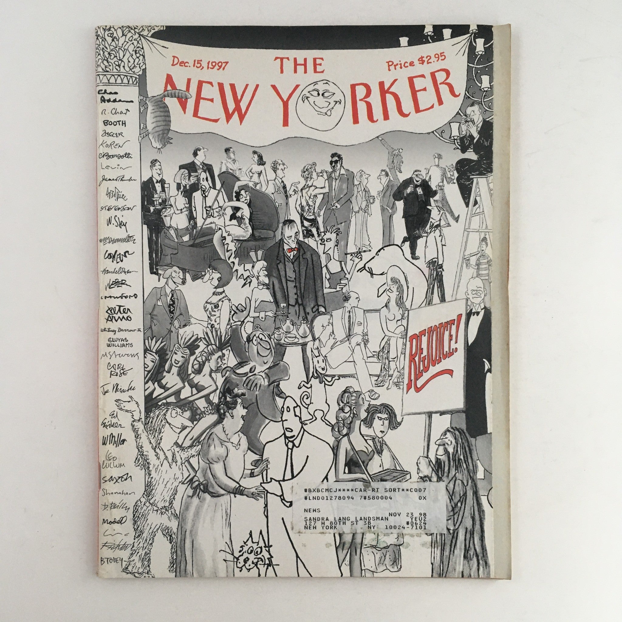 The New Yorker Full Magazine December 15 1997 Artist Festivity Robert Mankoff VG