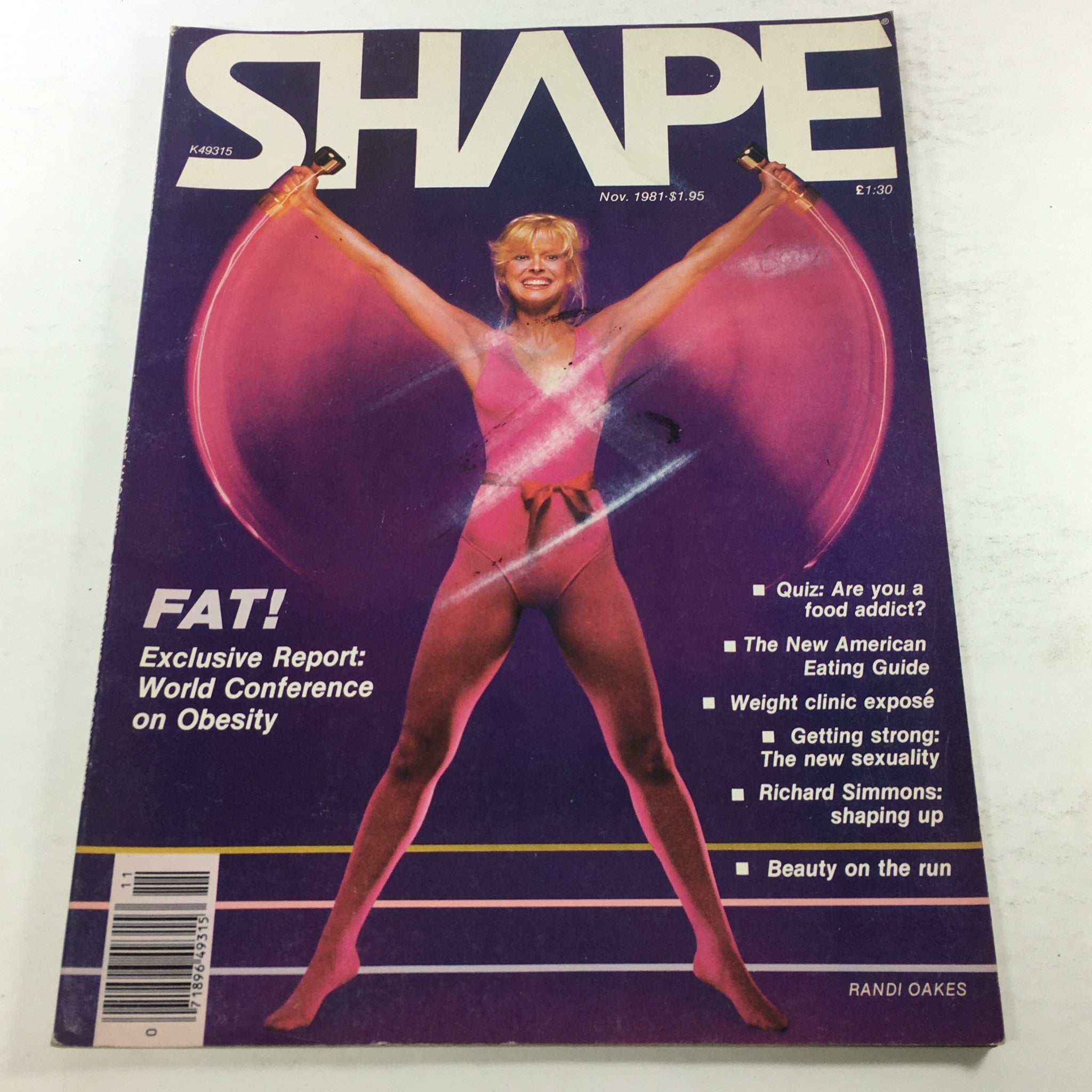 VTG Shape Magazine: November 1981 - Randi Oakes Cover Issue No Label/Newsstand