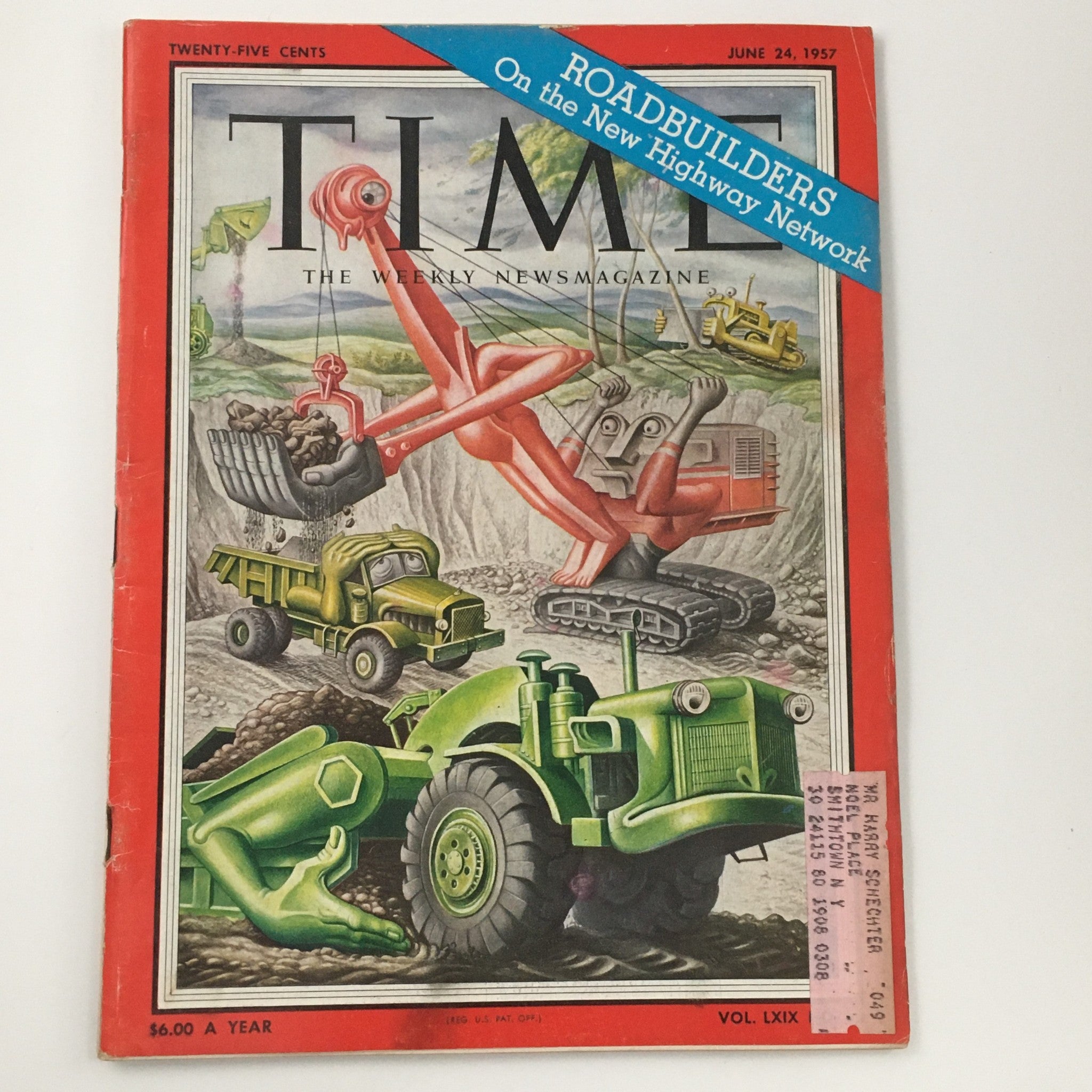 Time Magazine June 24 1957 Vol 69 #25 Roadbuilders On The New Highway Network