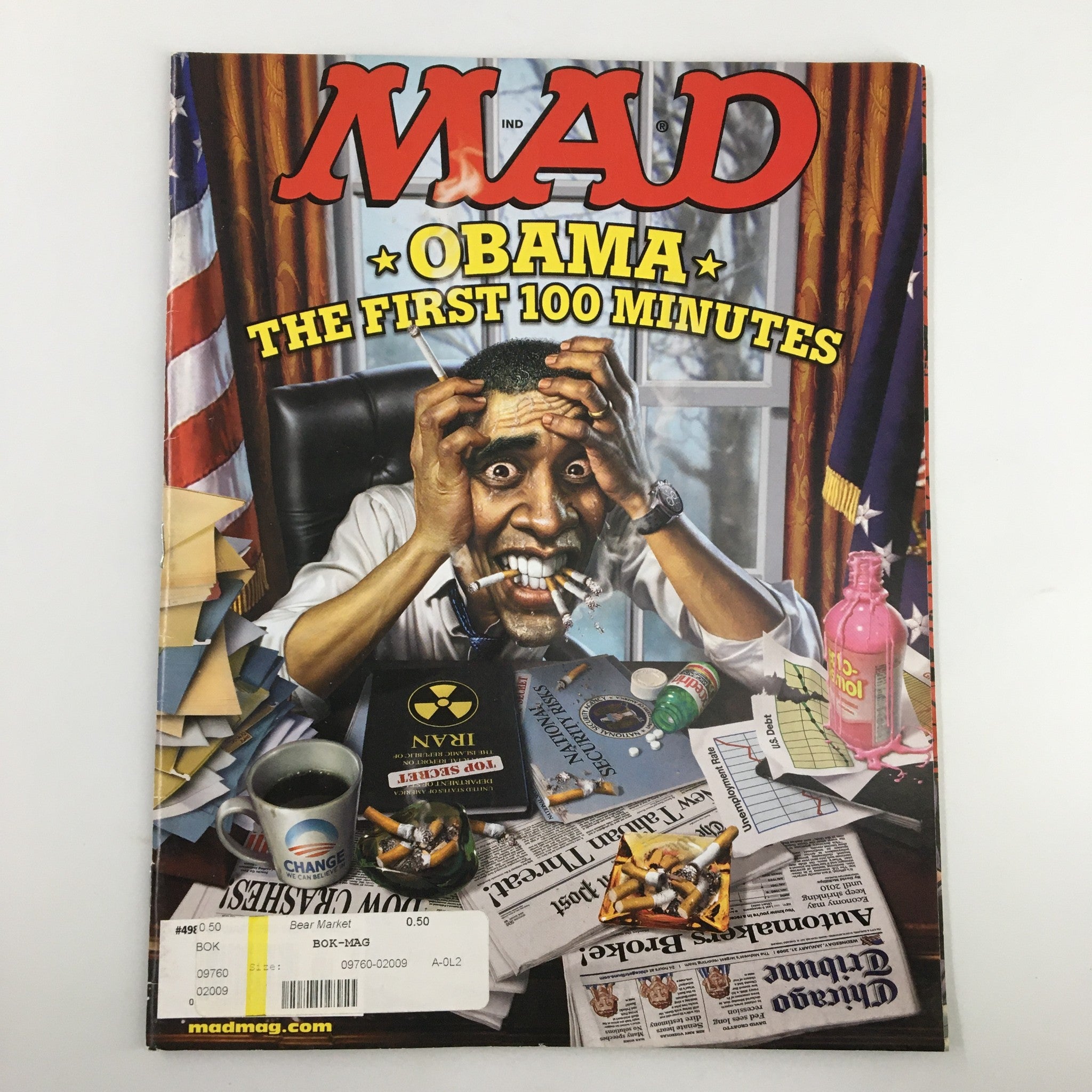 Mad Magazine February 2009 No. 498 Barack Obama First 100 Minutes FN Fine 6.0