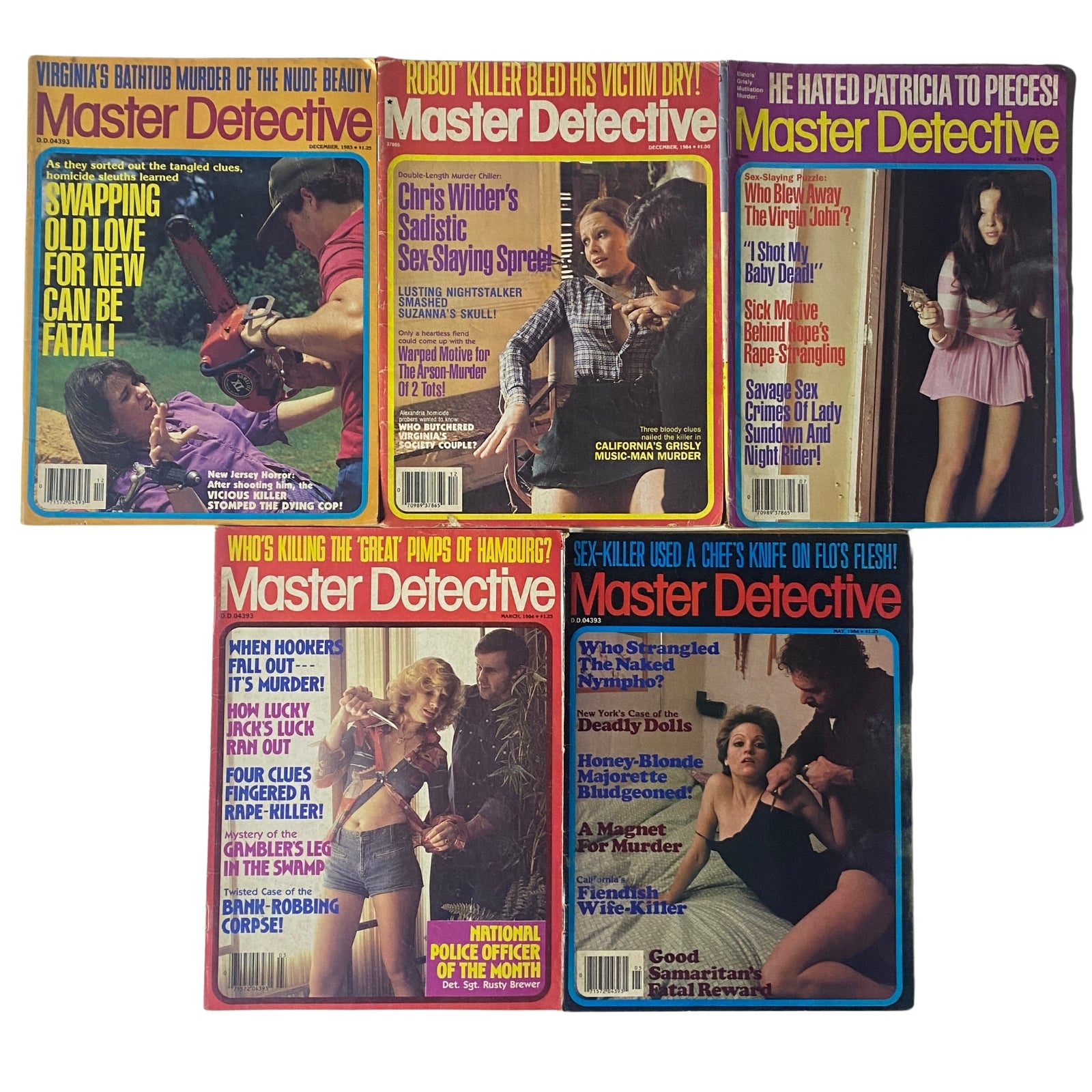 Lot of 5 1980s Master Detective Magazine