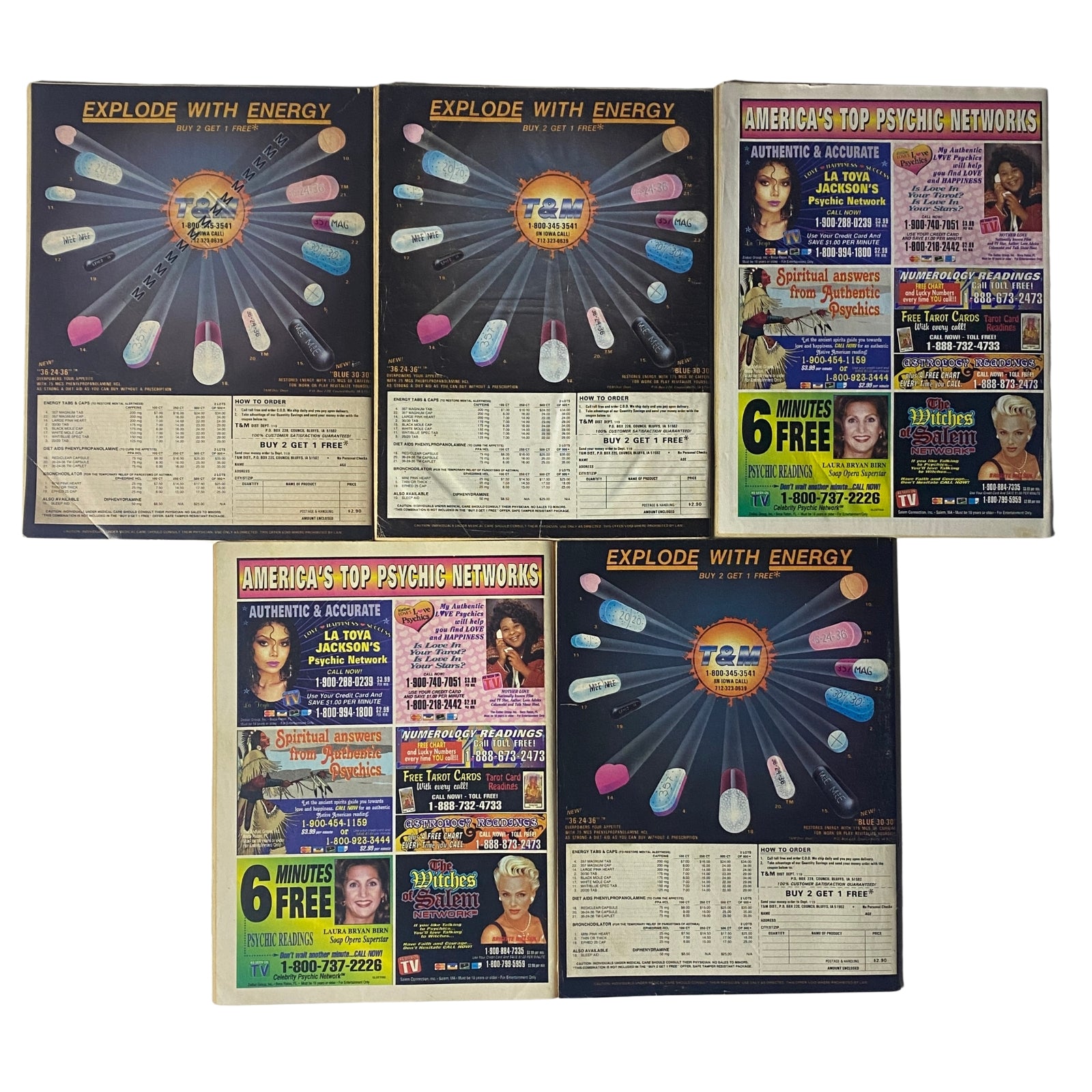 Lot of 5 1980s-1990s Startling Detective and Detective Files Magazine