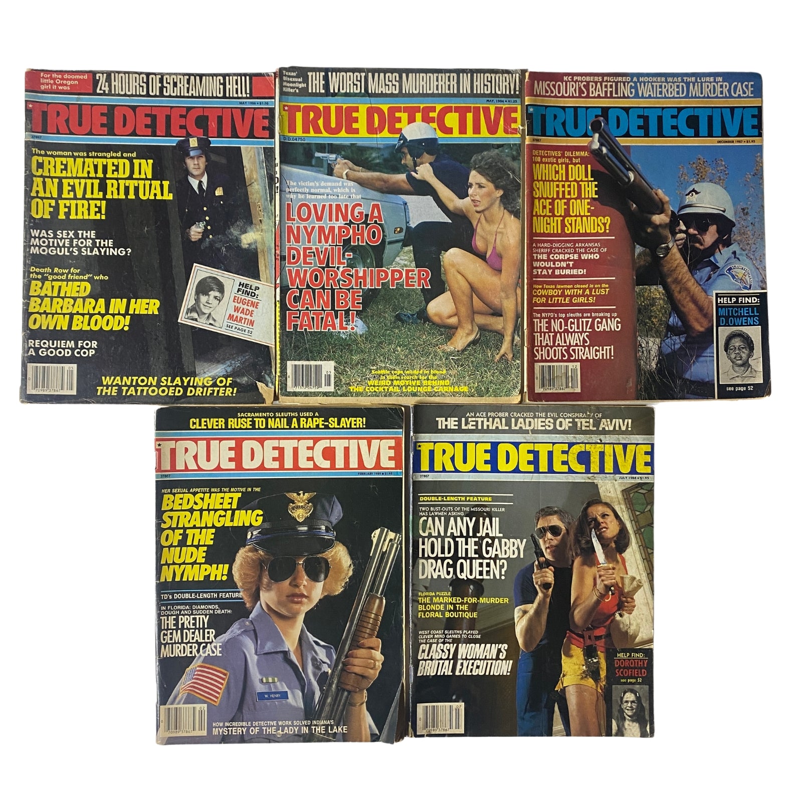 Lot of 5 1970s True Detective Magazines A True Crime Collection