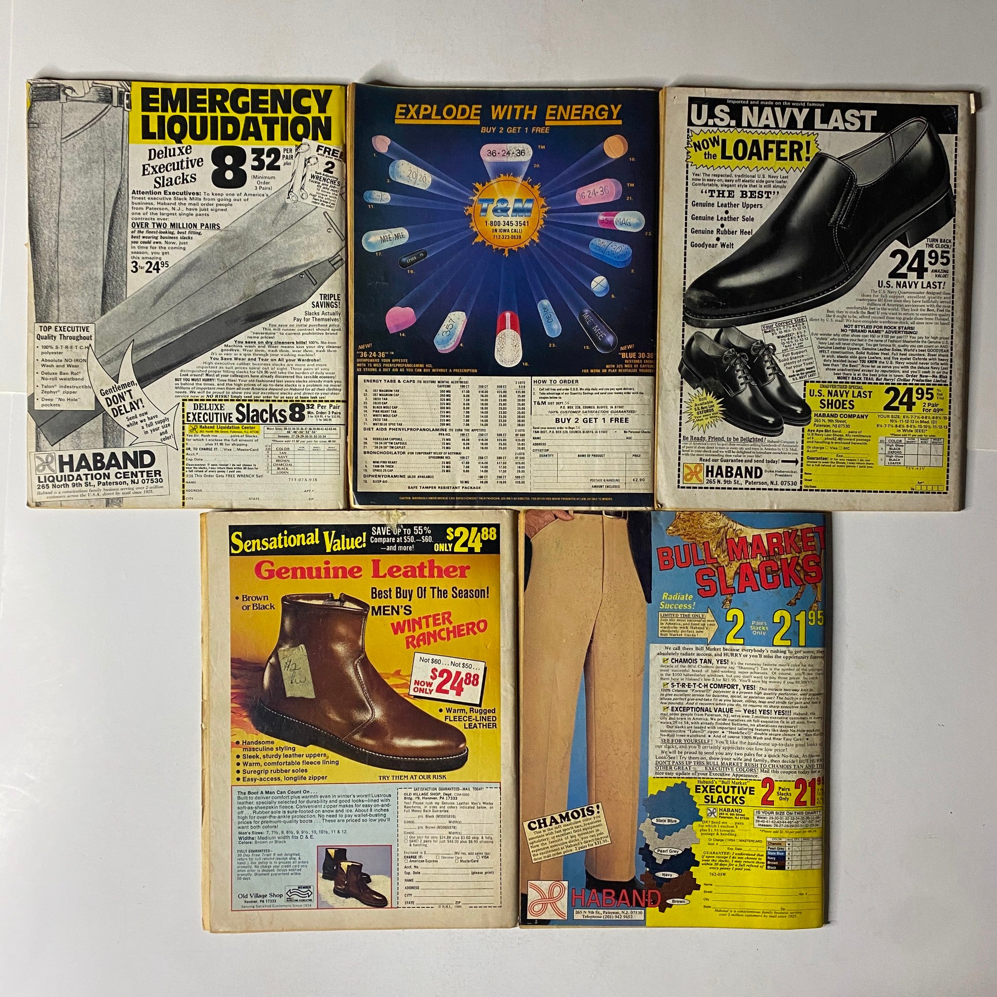Lot of 5 1980s True Detective Magazine