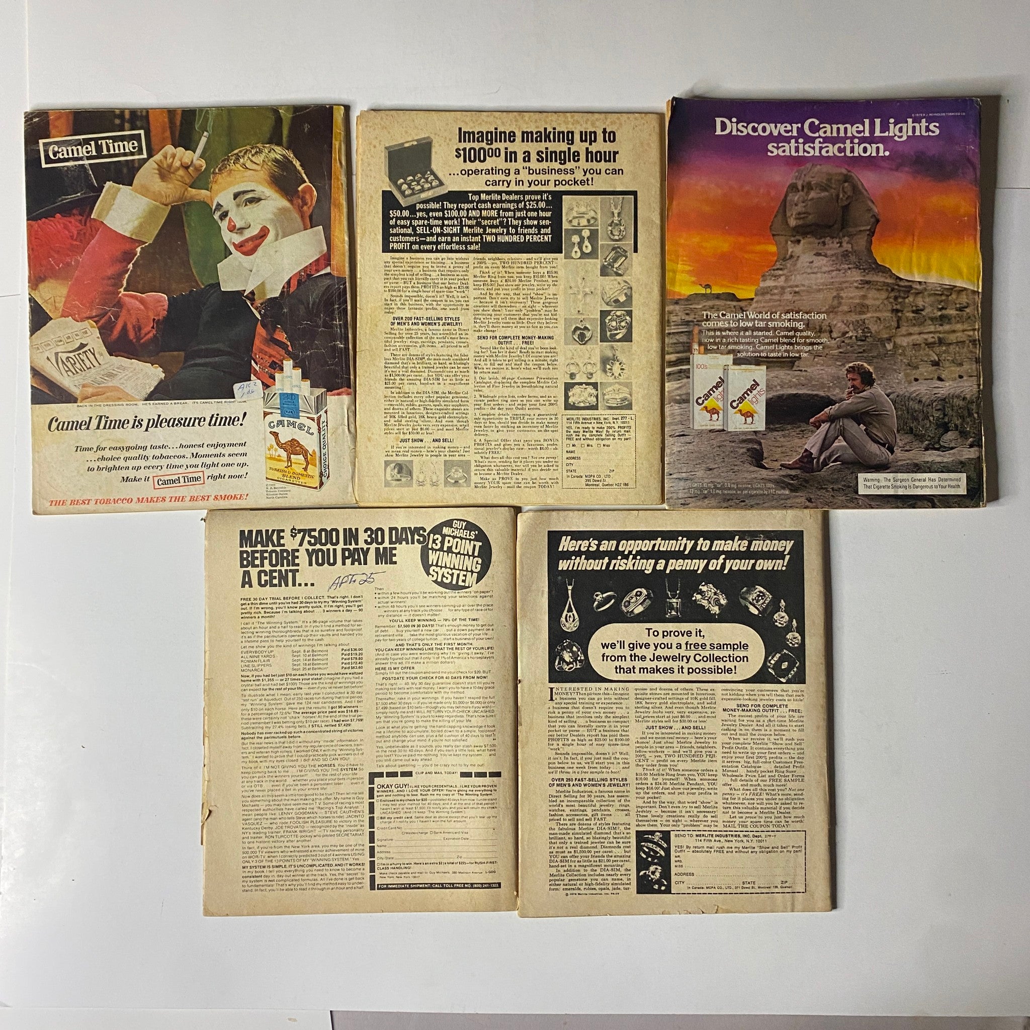 Lot of 5 1970s Front Page Detective and Detective Dragnet Magazine