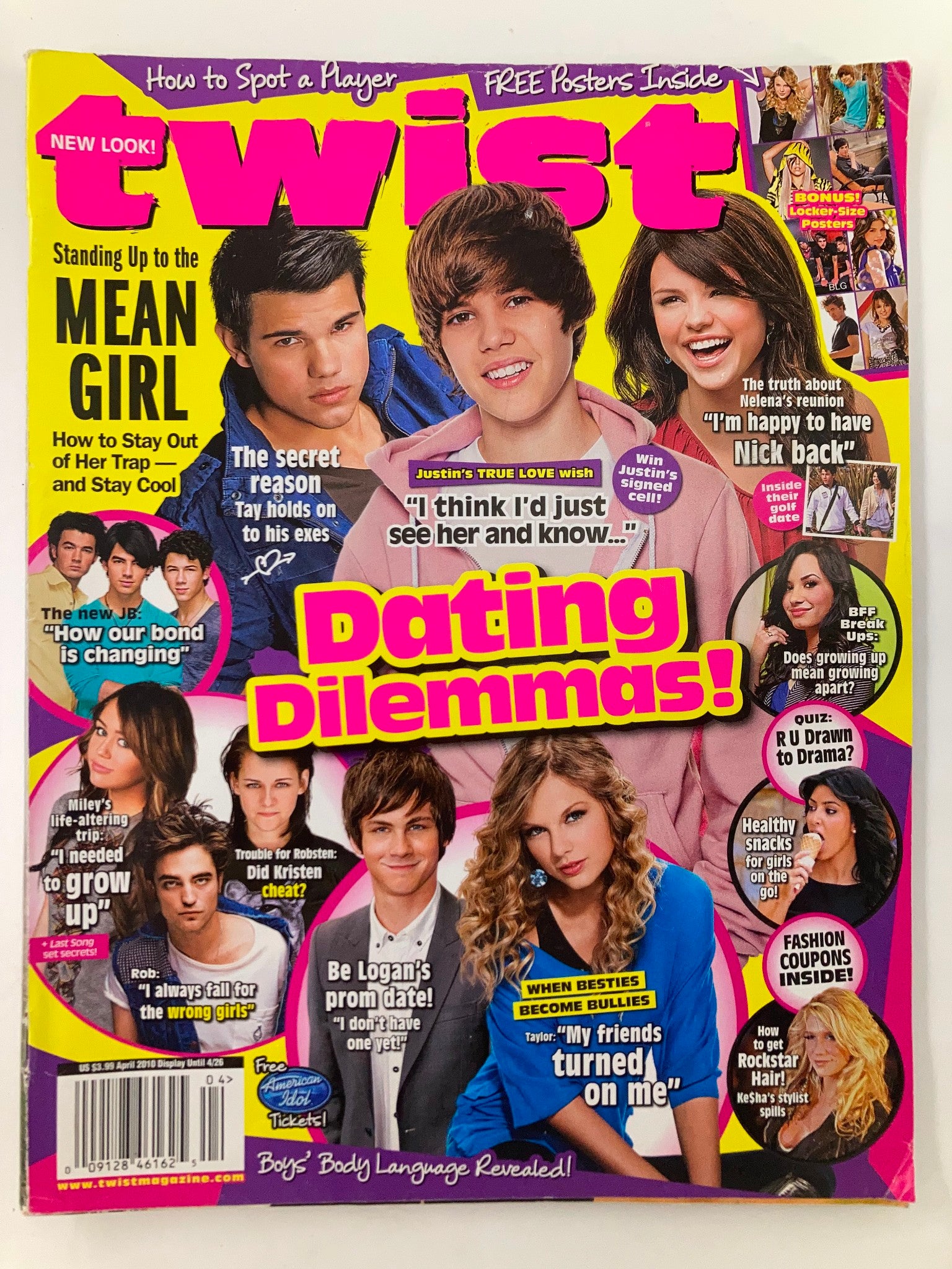 Twist Magazine April 2010 Selena Gomez and Justin Bieber w Poster No Label