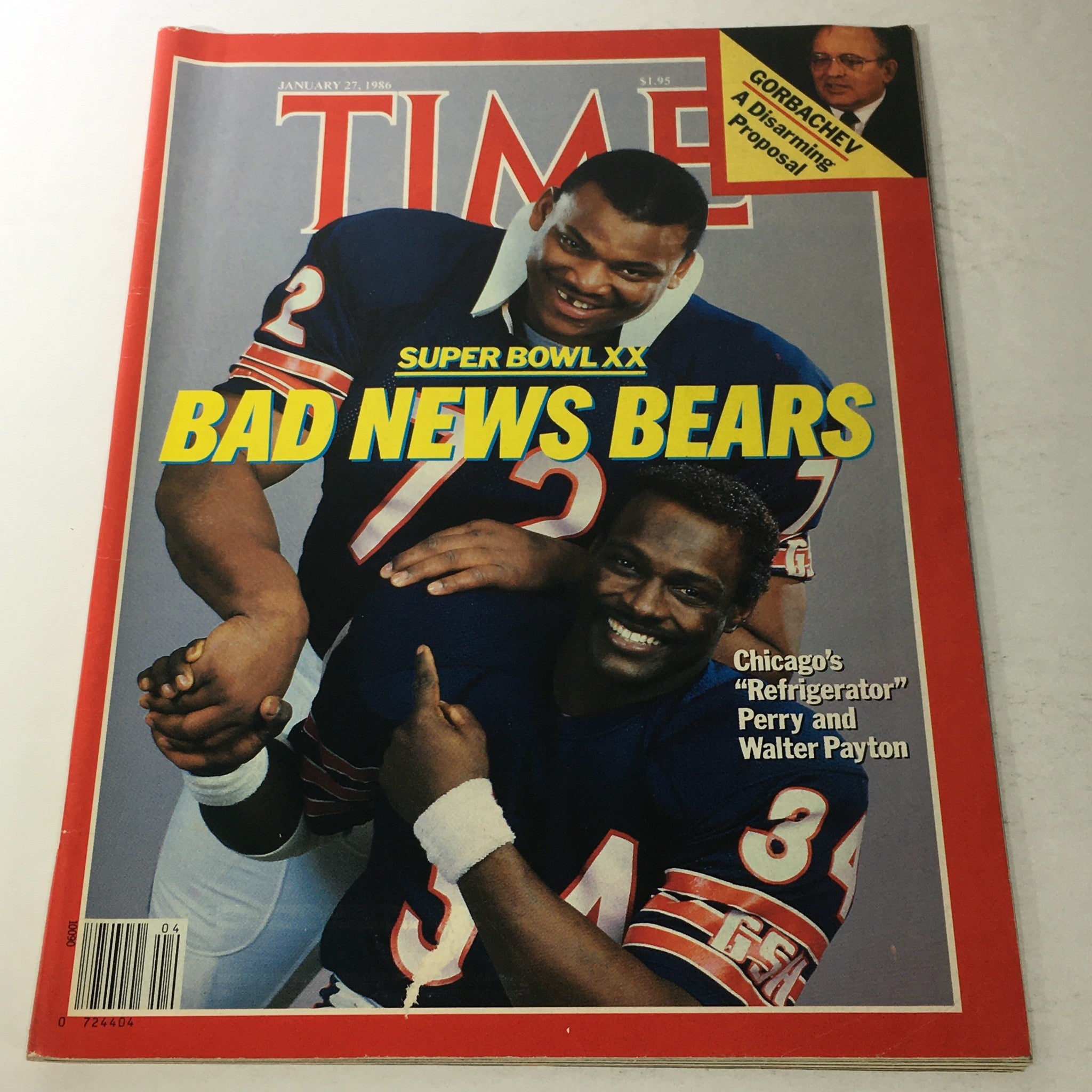 VTG Time Magazine: January 27 1986 - Chicago's Perry and Walter Payton No Label