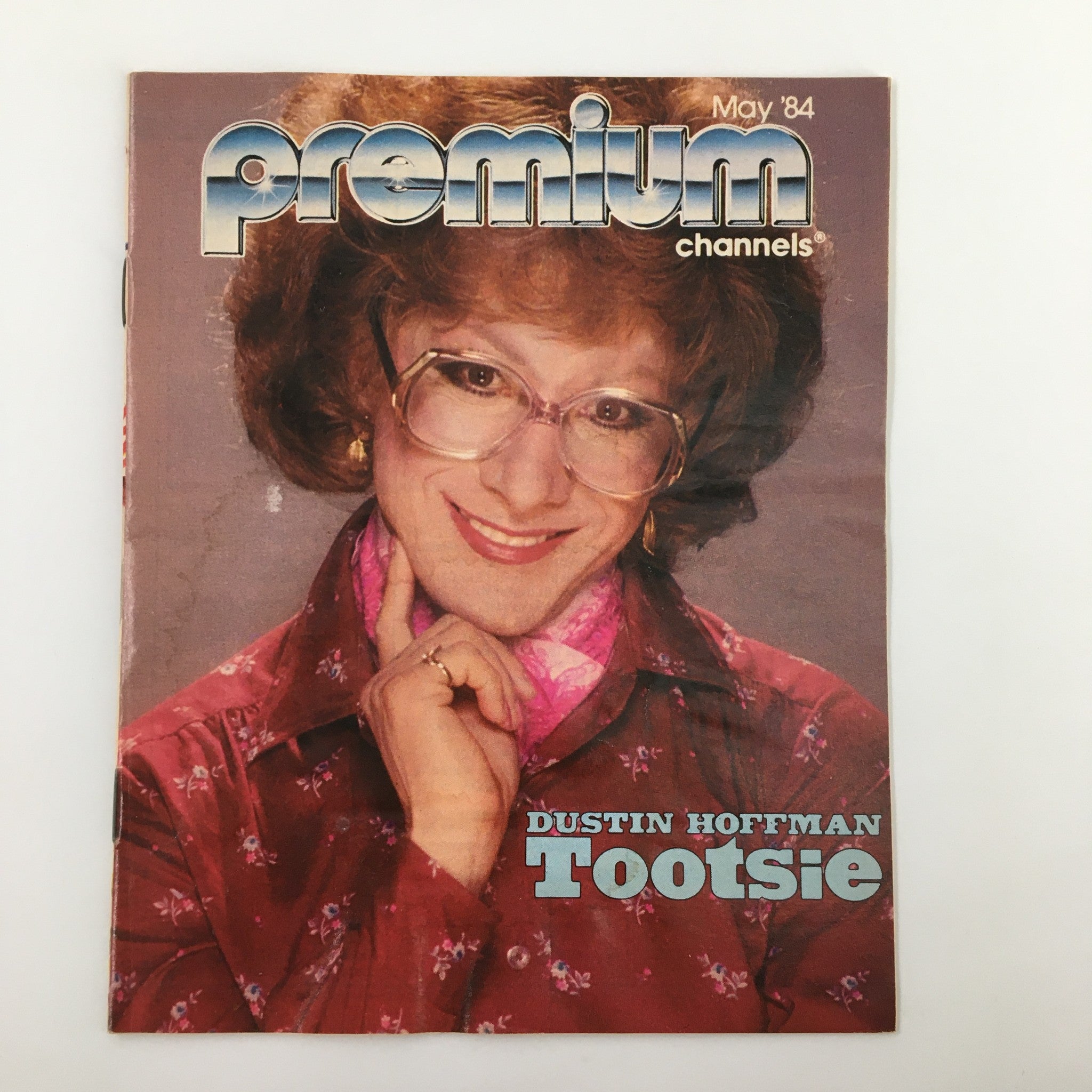 Premium Channels Mini Magazine May 1984 featuring Dustin Hoffman in Tootsie cover with vibrant colors and retro design.