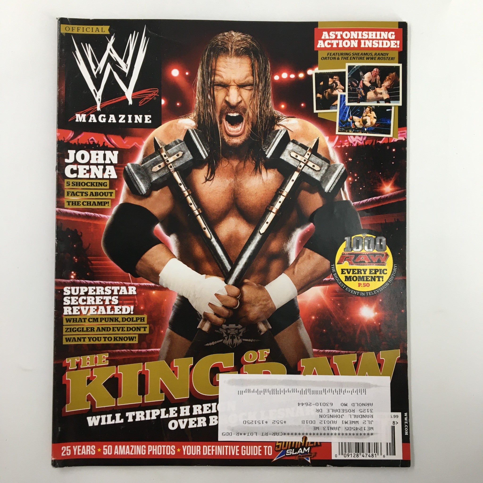 WWE Magazine August 2012 Triple H The King of Raw, John Cena & CM Punk