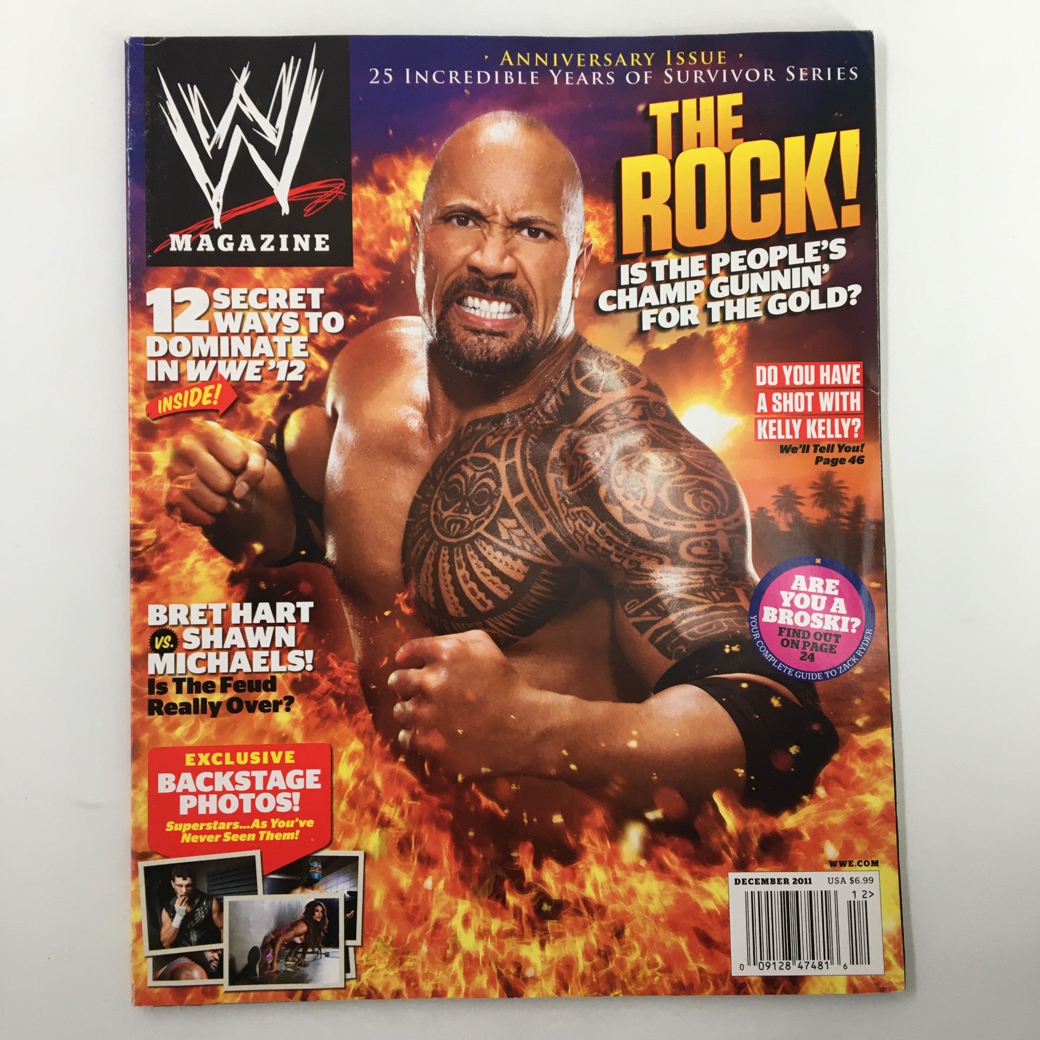 WWE Magazine December 2011 The Rock, Bret Hart vs Shawn Michaels No Label