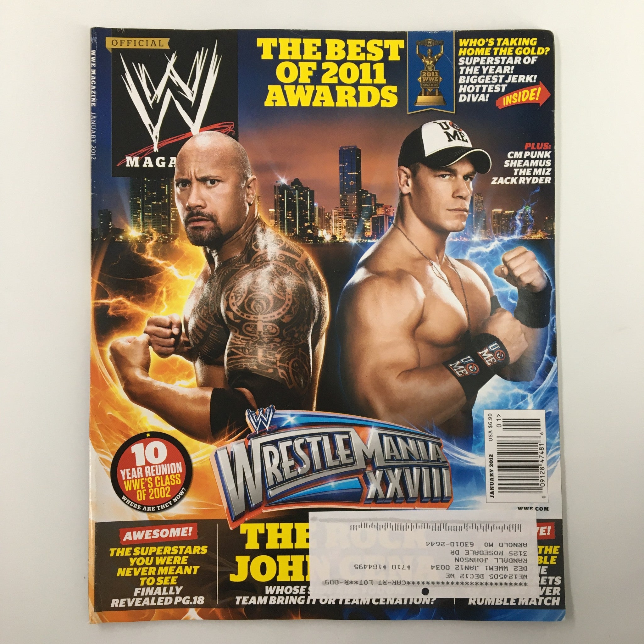 WWE Magazine January 2012 The Rock and John Cena, CM Punk and Sheamus