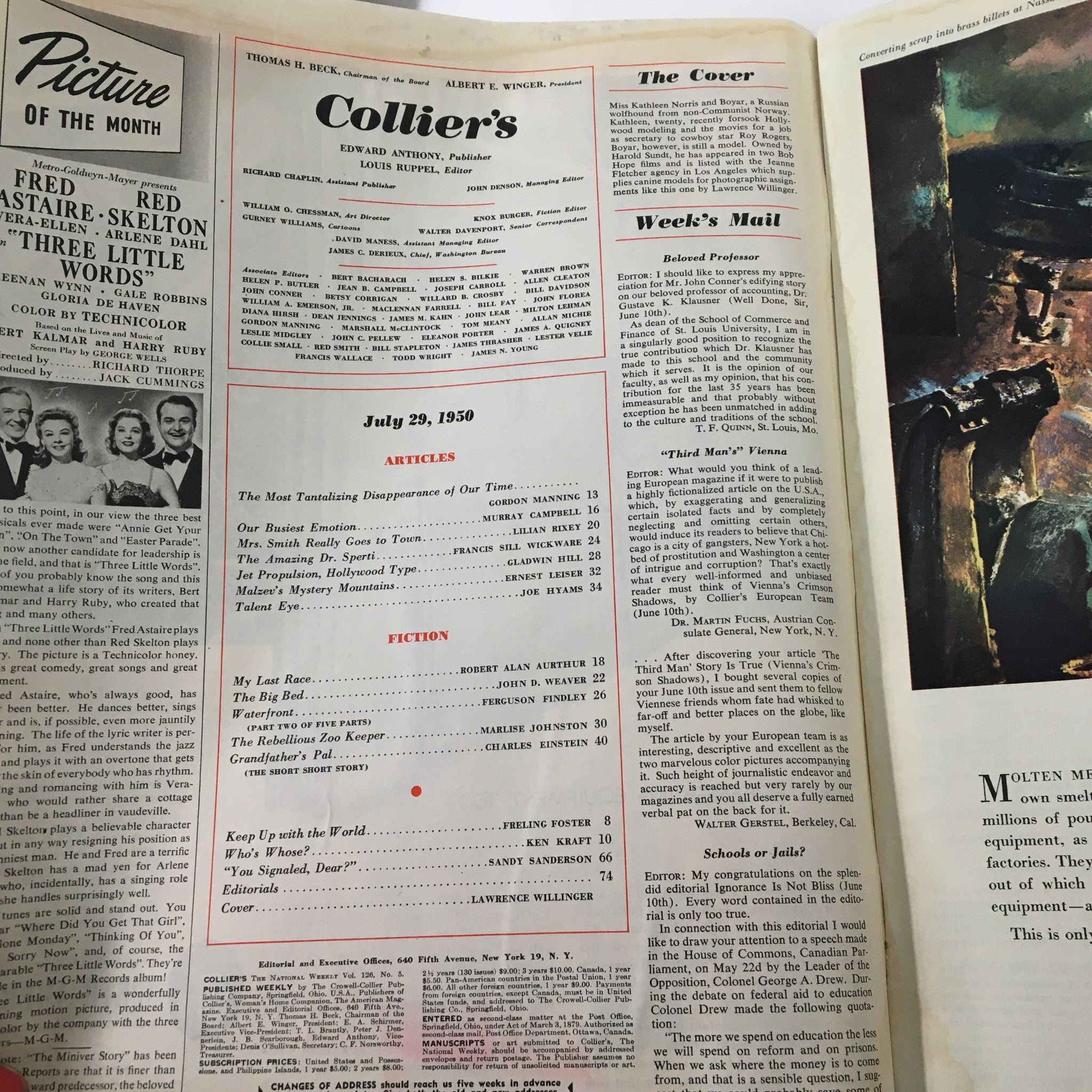 VTG Collier's Magazine July 29 1950 The Most Amazing Tantalizing Disappearance