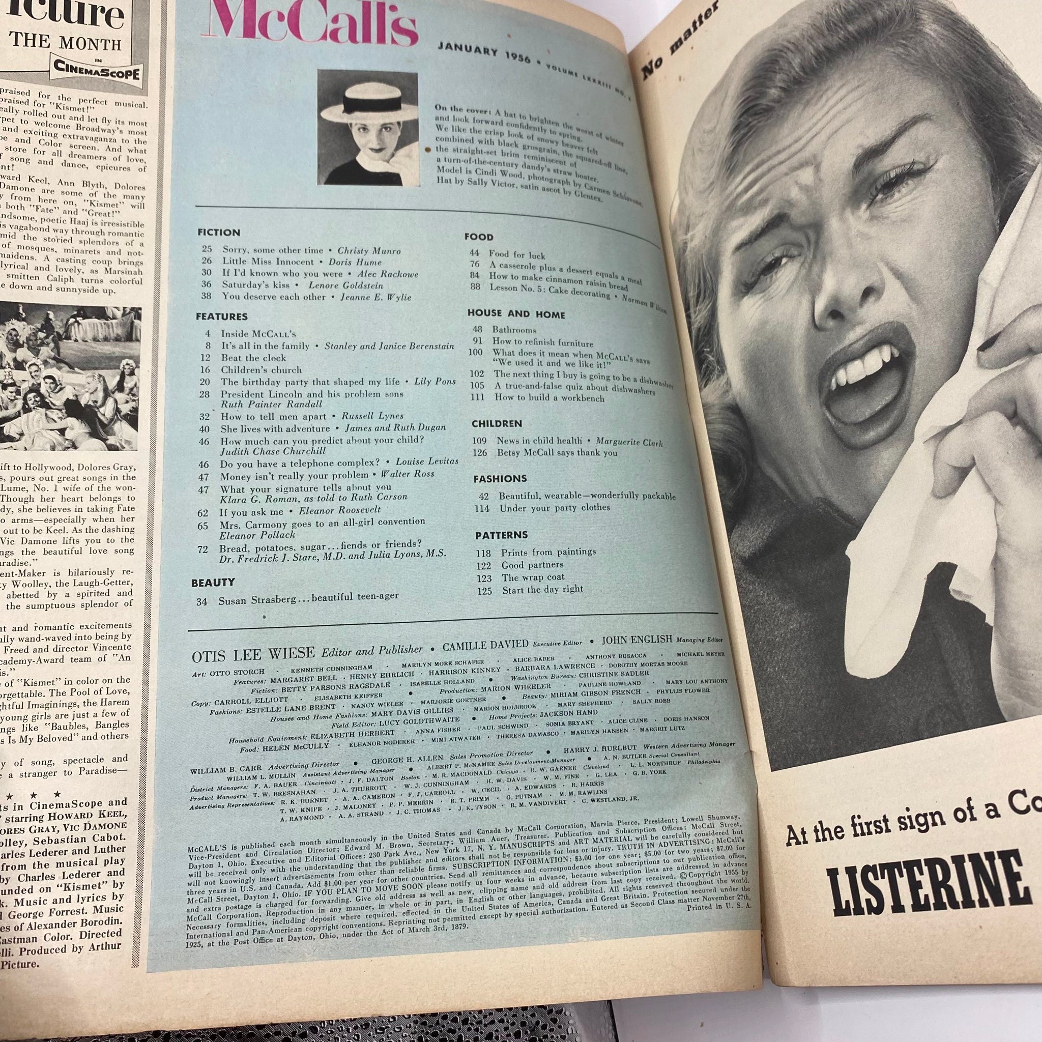 VTG McCall's Magazine January 1956 Cover Girl Model Cindi Wood