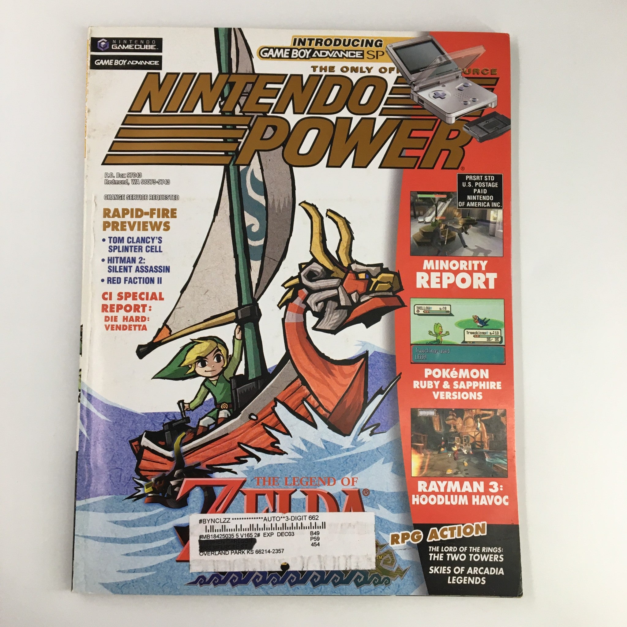 Nintendo Power Magazine Vol 165 February 2003 The Legend of Zelda w Poster