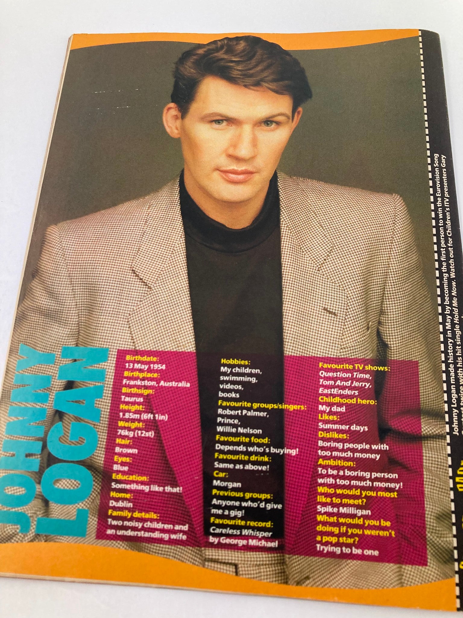 VTG Lookin Magazine June 27 1987 #27 Shakin' Stevens & Johnny Logan No Label