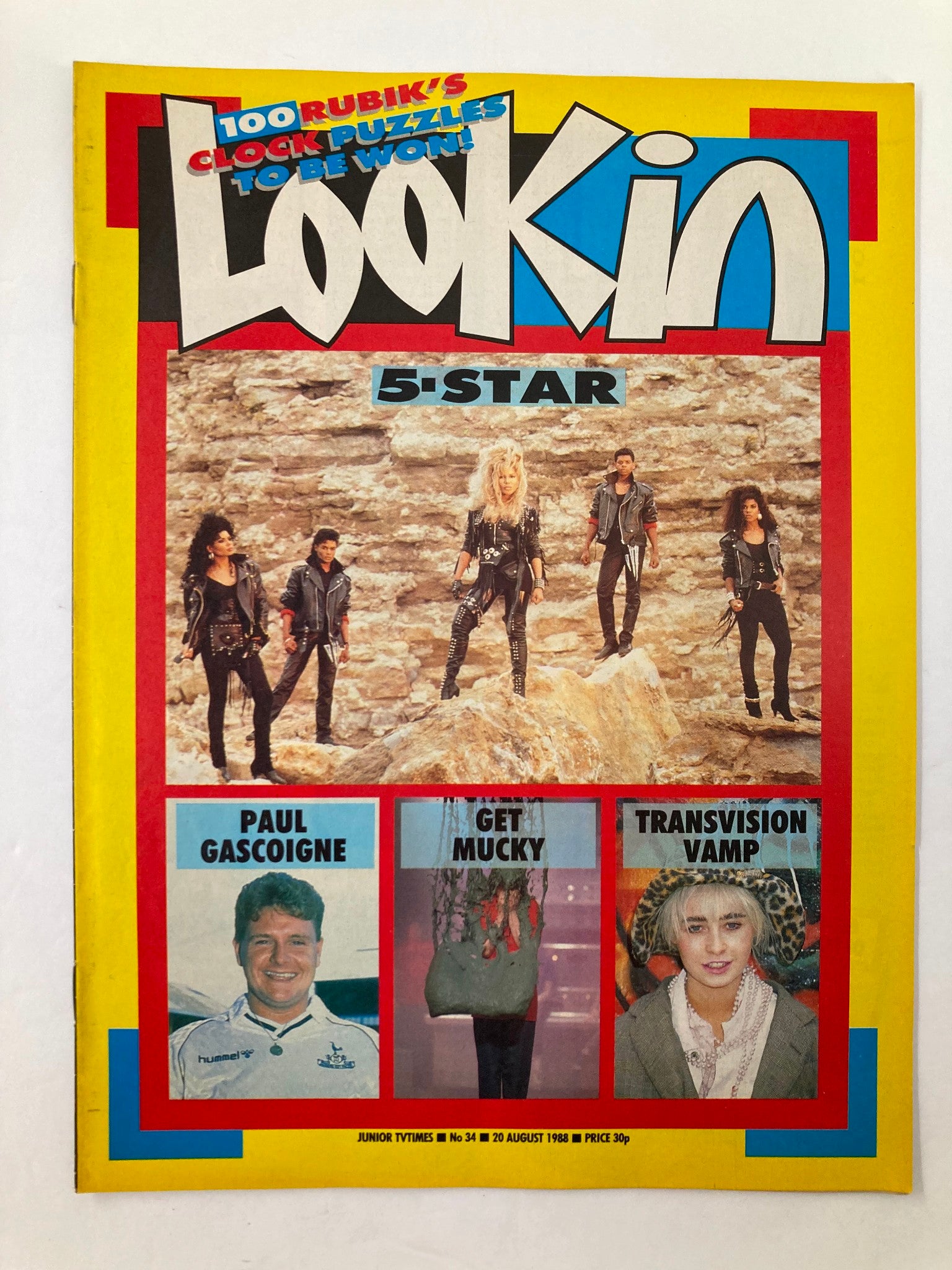 VTG Lookin Magazine August 1988 #34 5-Star, Paul Gascoigne, Get Mucky No Label