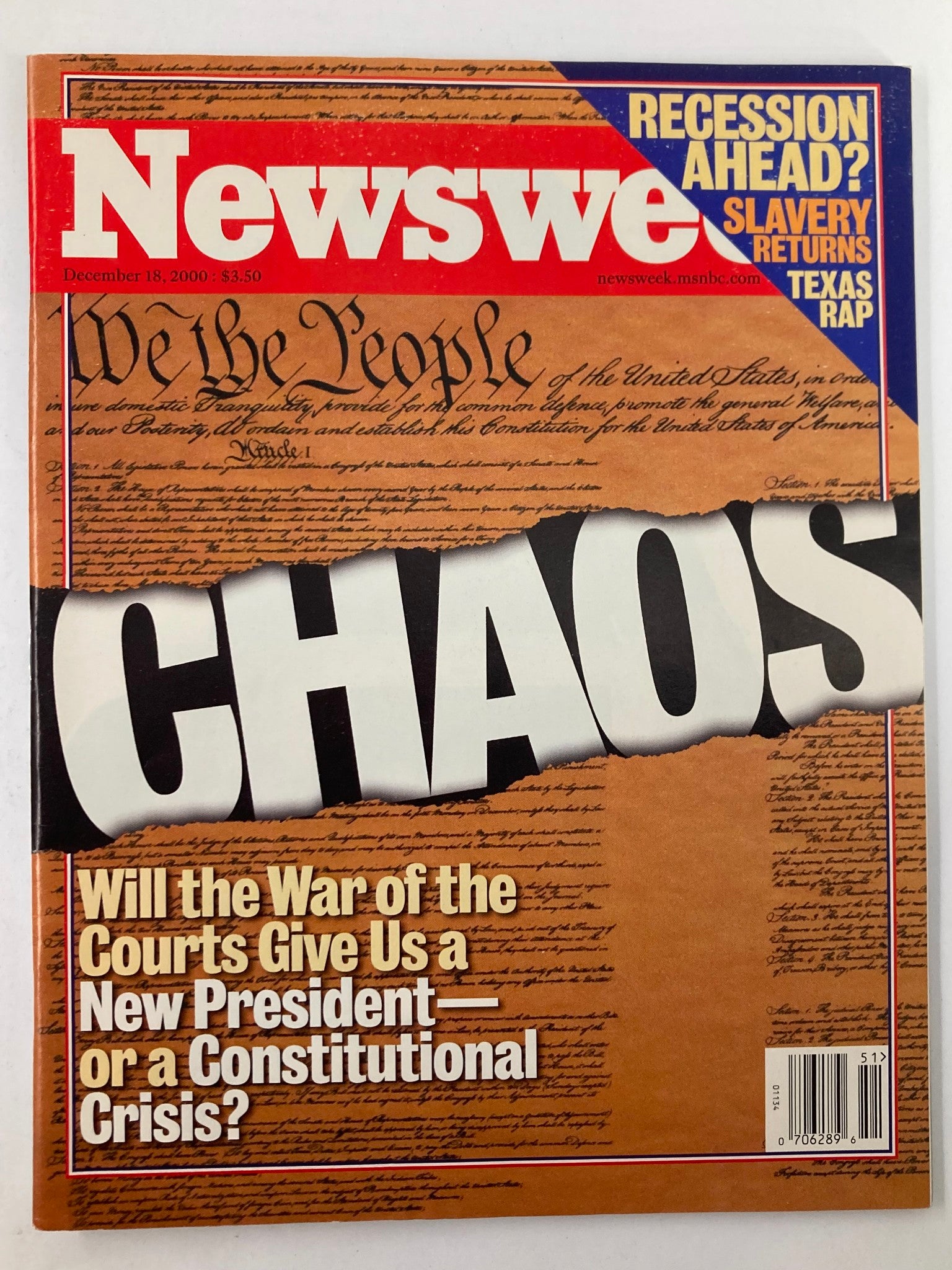 Newsweek Magazine December 18 2000 Chaos & Recession Ahead VG No Label