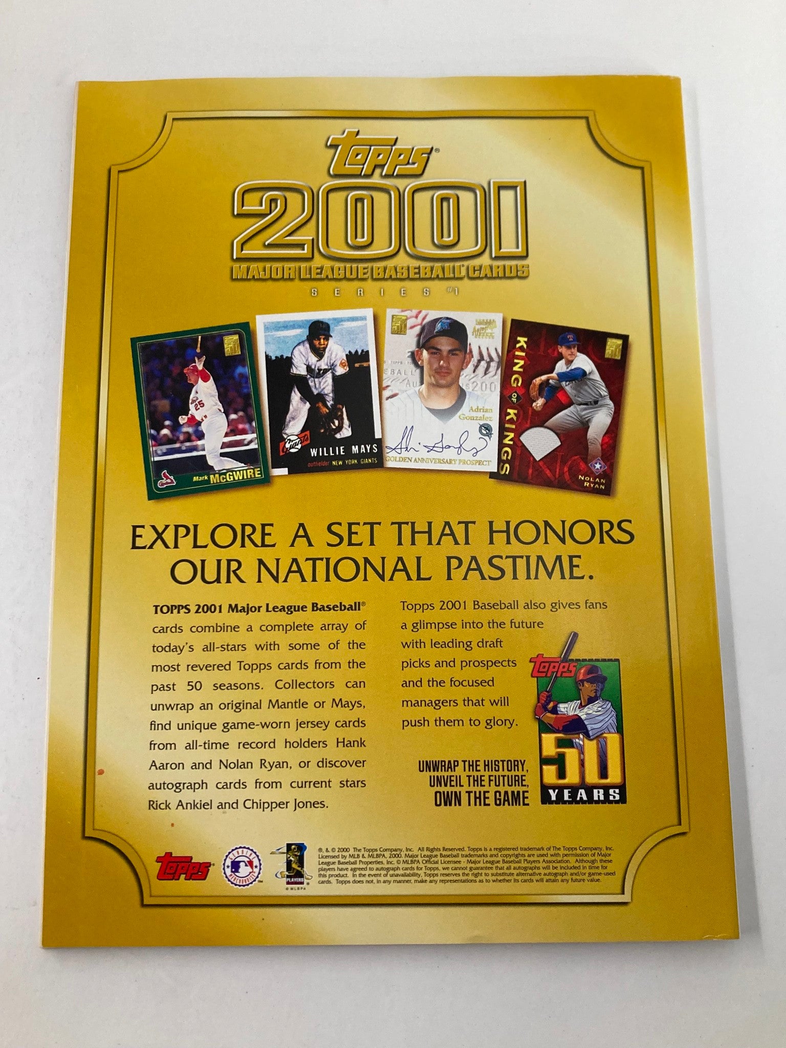 2001 Tuff Stuff Presents 50 Years of Topps Preview Past and Present VG No Label