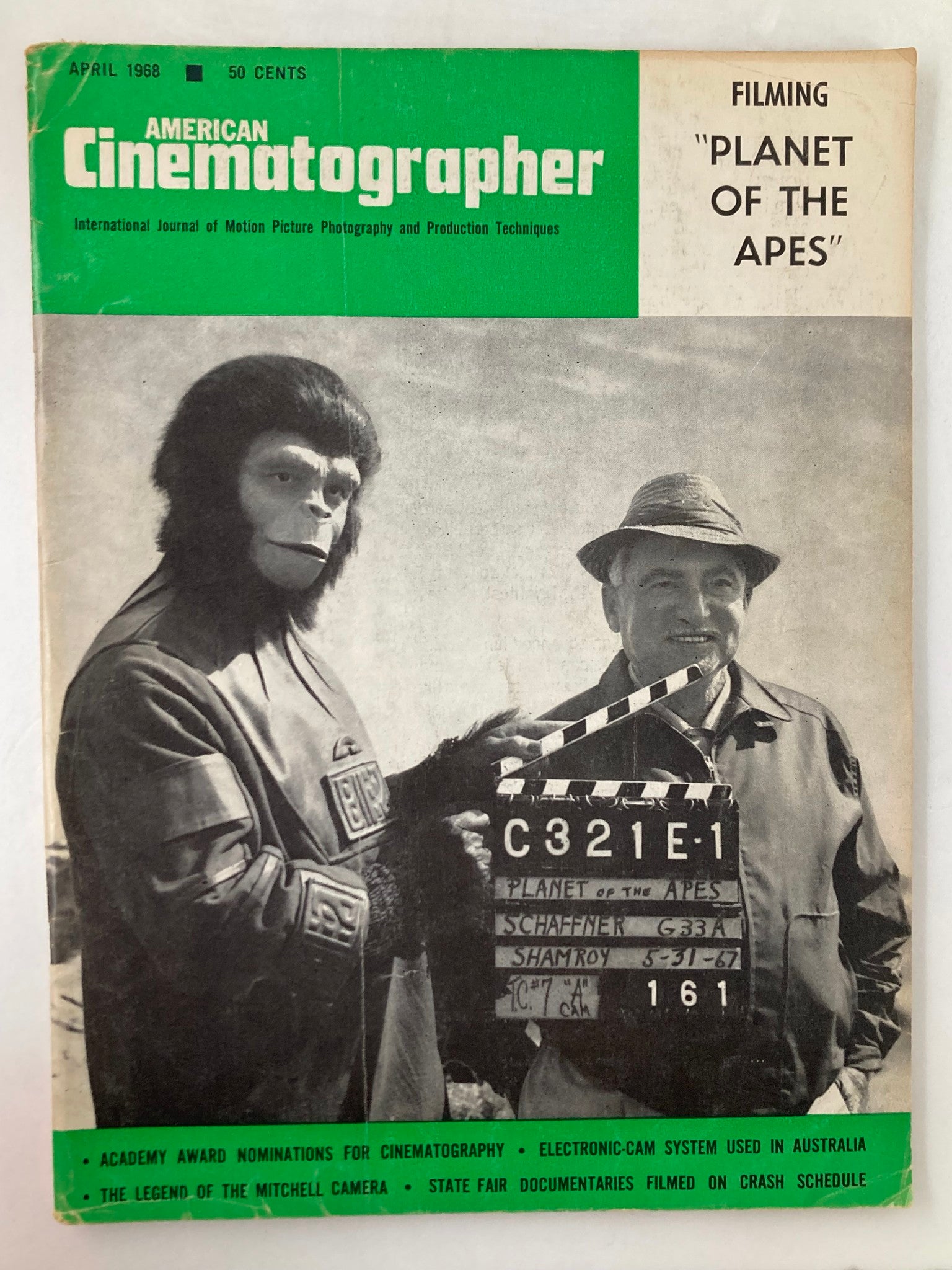 American Cinematographer Magazine April 1968 Filming Planet of the Apes No Label