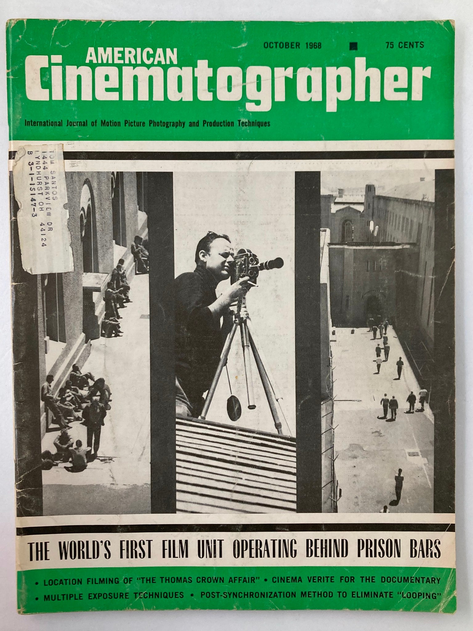 American Cinematographer Magazine October 1968 The Thomas Crown Affair