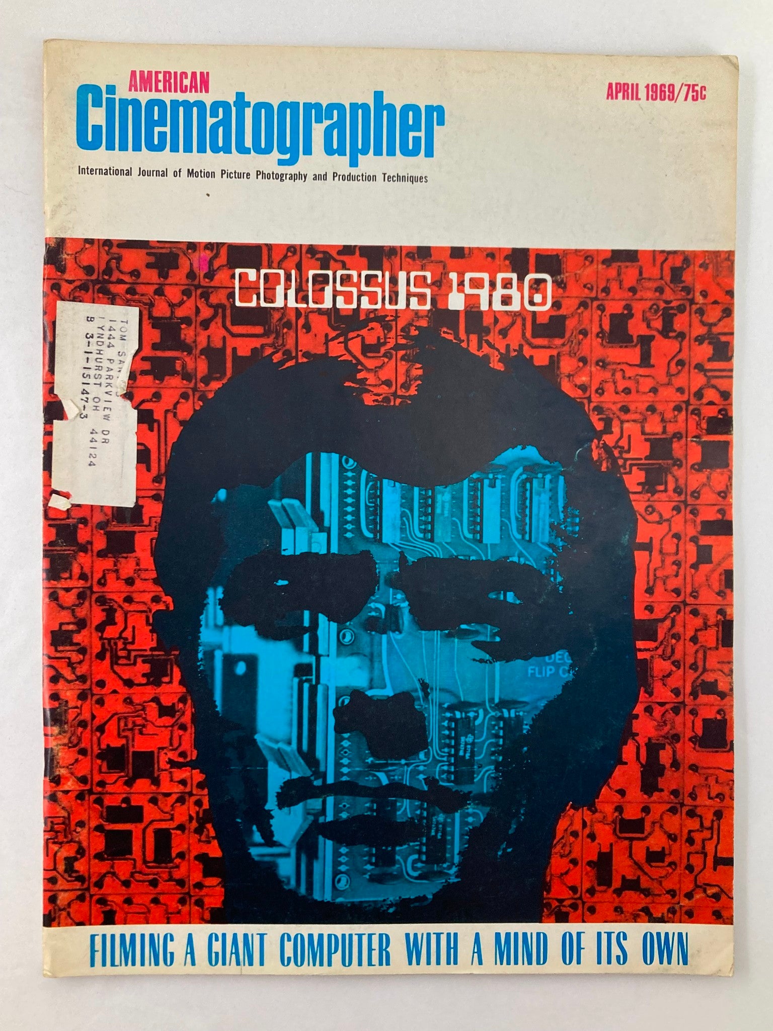 American Cinematographer Magazine April 1969 Colossus 1980 Giant Computer