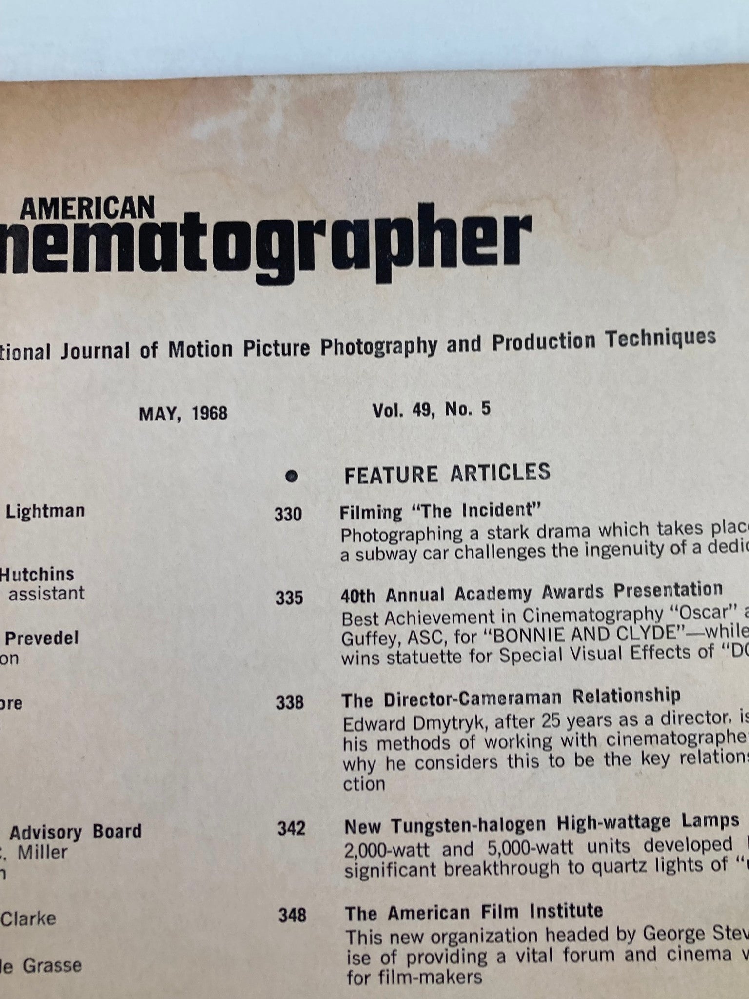 American Cinematographer Magazine May 1968 Burnett Guffey, Oscar Winner