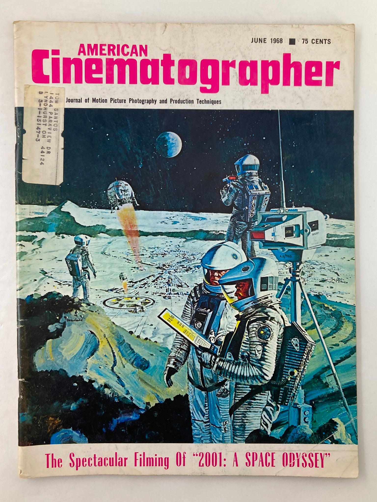 Cover of American Cinematographer Magazine, June 1968 issue, featuring the filming of 2001