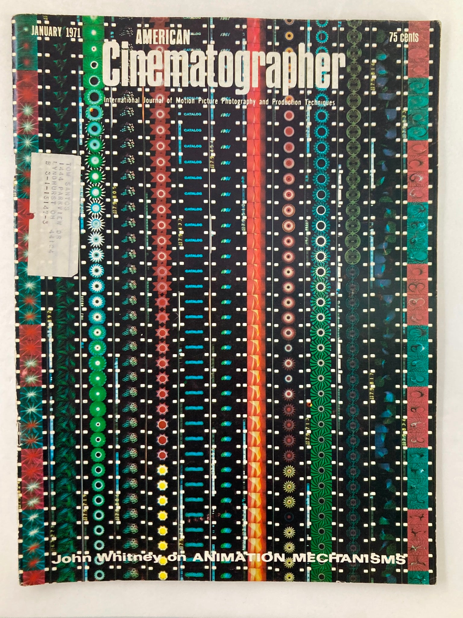 American Cinematographer Magazine January 1971 John Whitney Animation Mechanisms