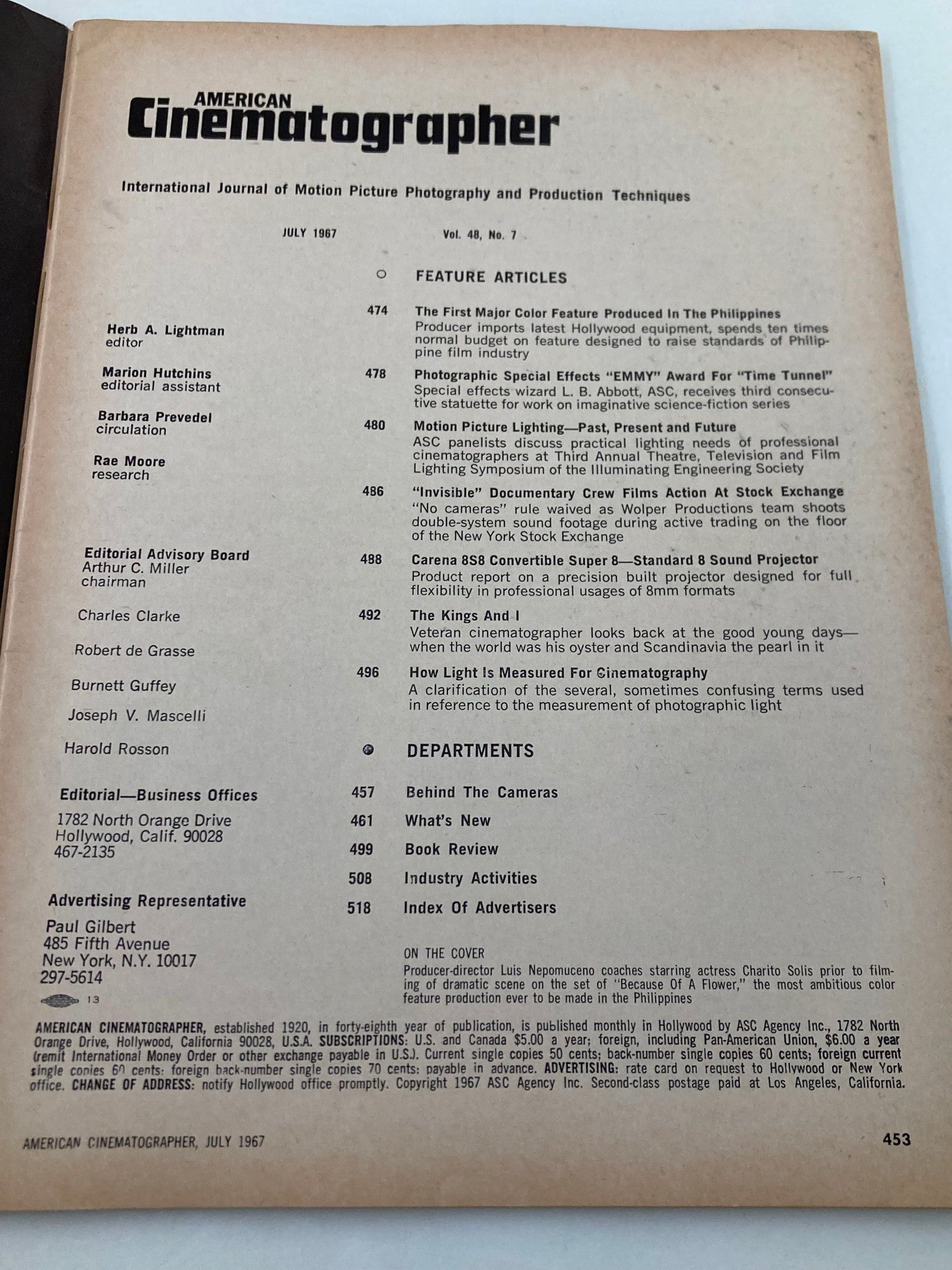 American Cinematographer Magazine July 1967 Luis Nepomuceno & Charito Solis