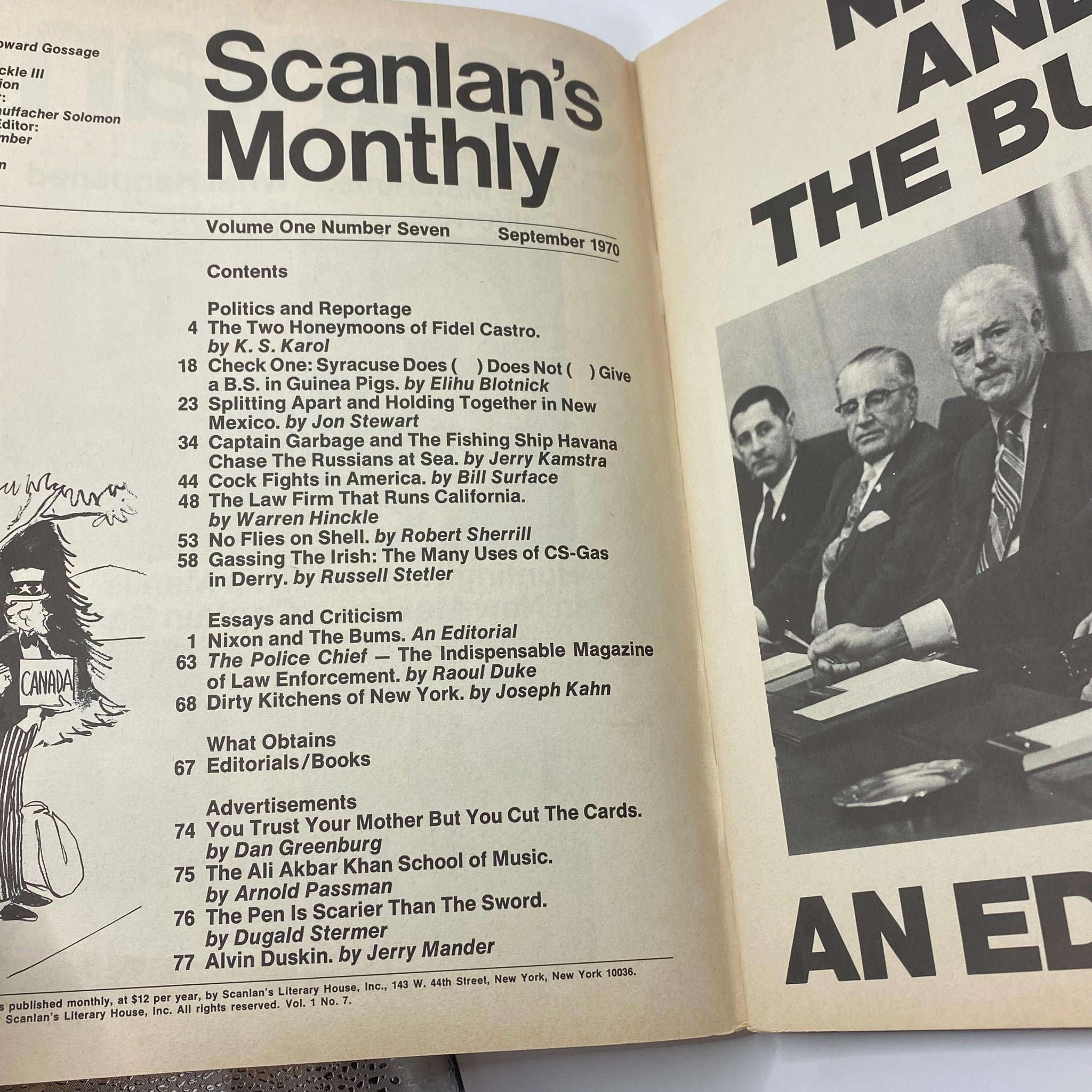 VTG Scanlan's Magazine September 1970 Vol 1 No. 7 Fidel Castro No Label