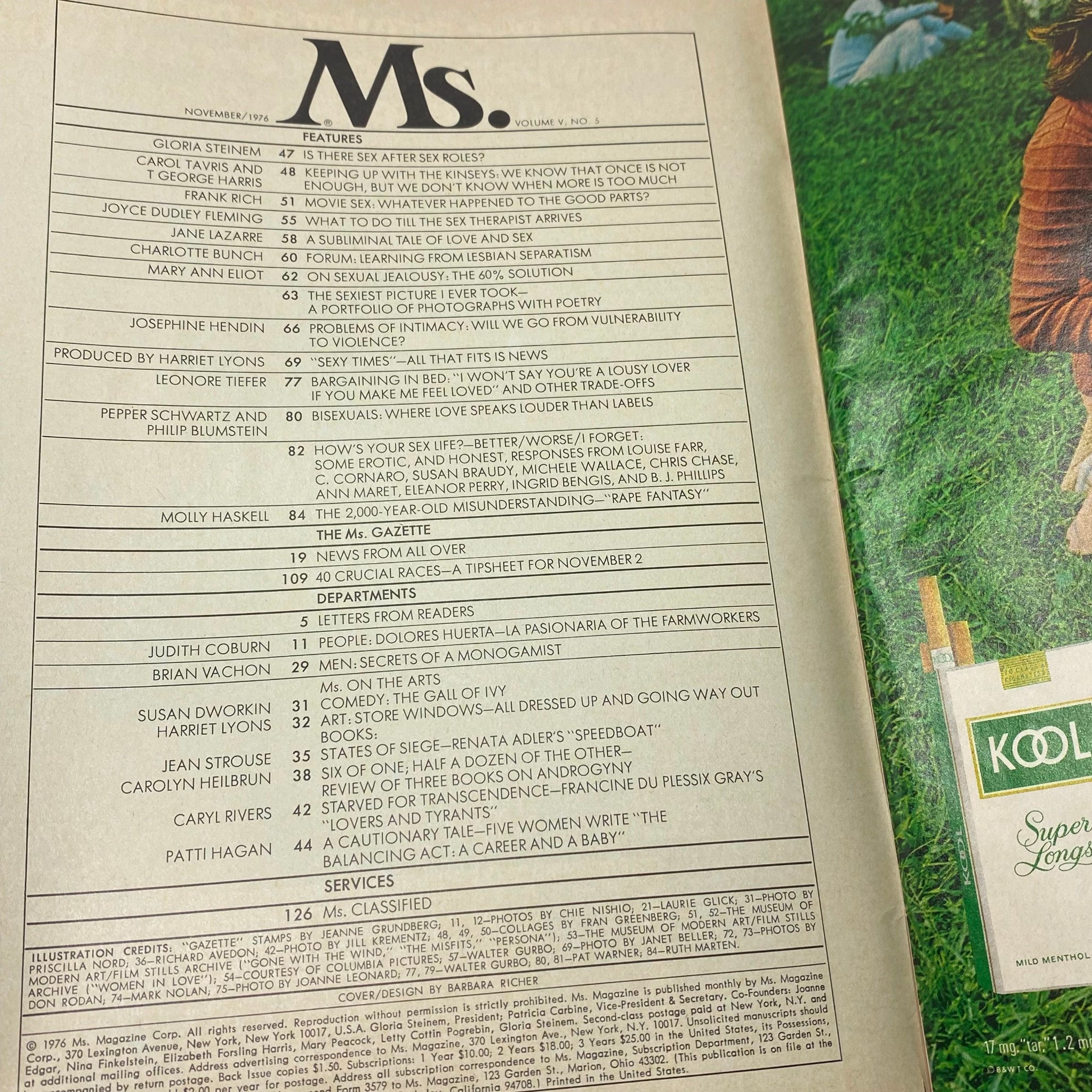 VTG Ms. Magazine November 1976 Vol 5 No. 5 Comedy: The Gal of Ivy No Label