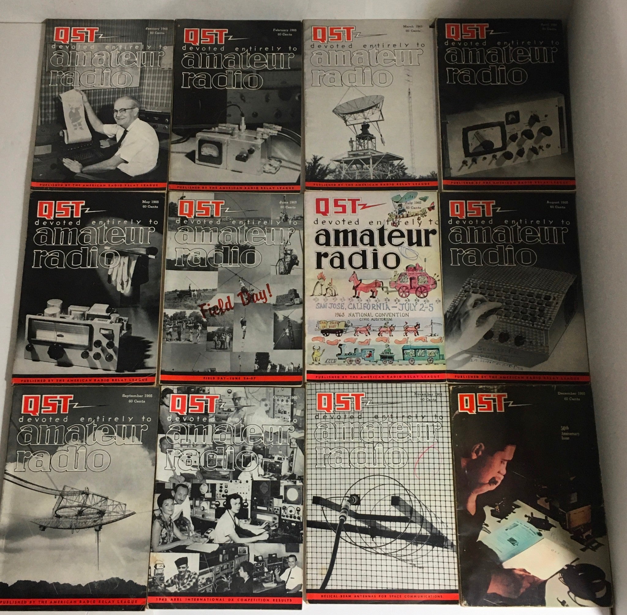 Lot of 12 Complete January to December 1965 QST Amateur Radio Volume 1-12