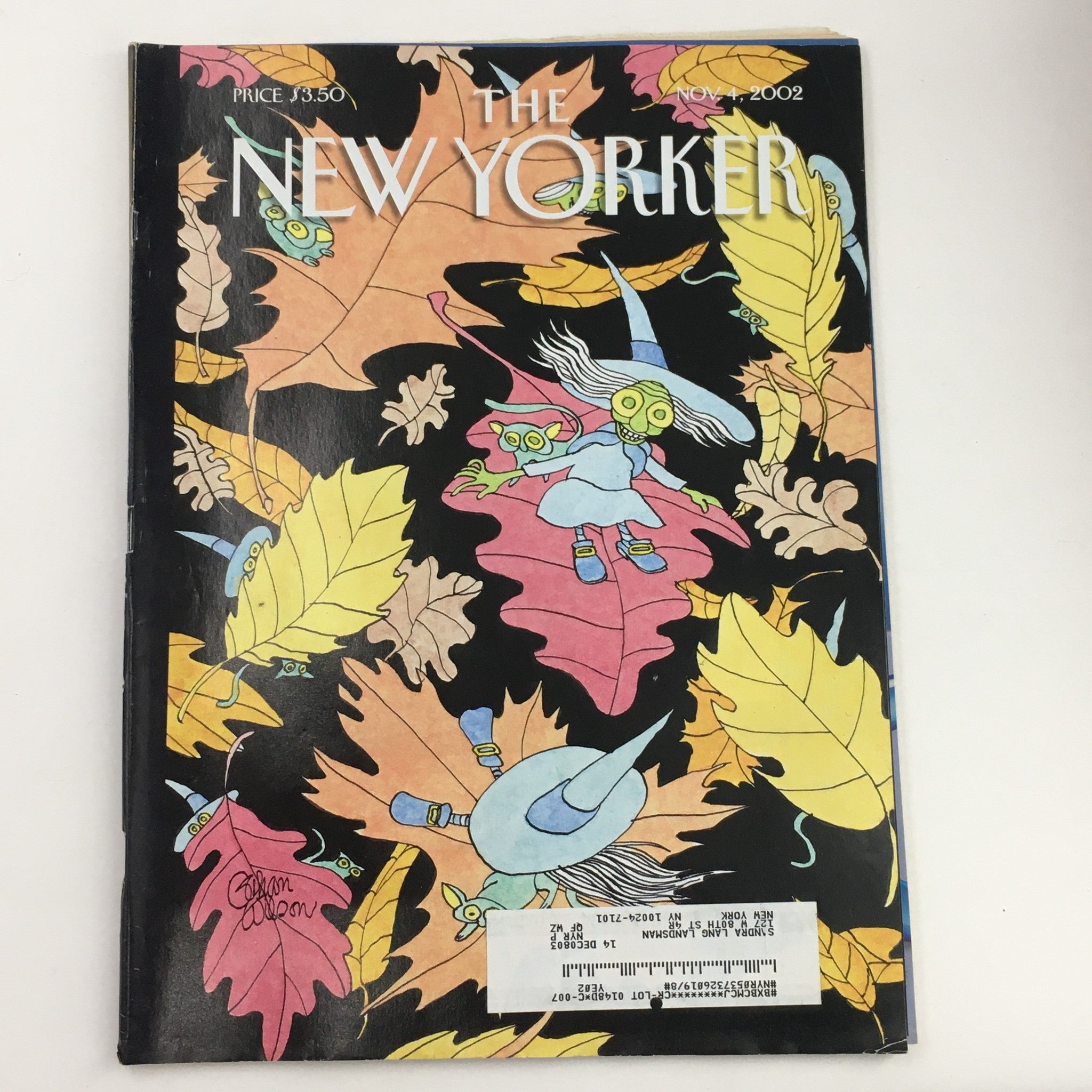 The New Yorker Full Magazine November 4 2002 Flying Leaves by Gahan Wilson