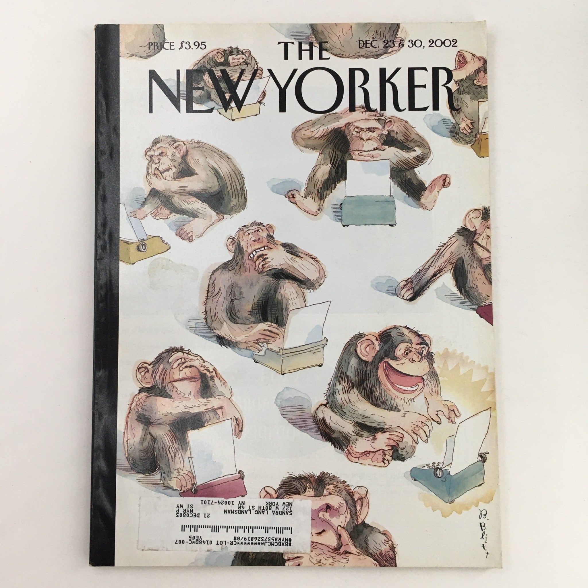 The New Yorker Full Magazine December 23 2002 Evoking Story by Barry Blitt VG