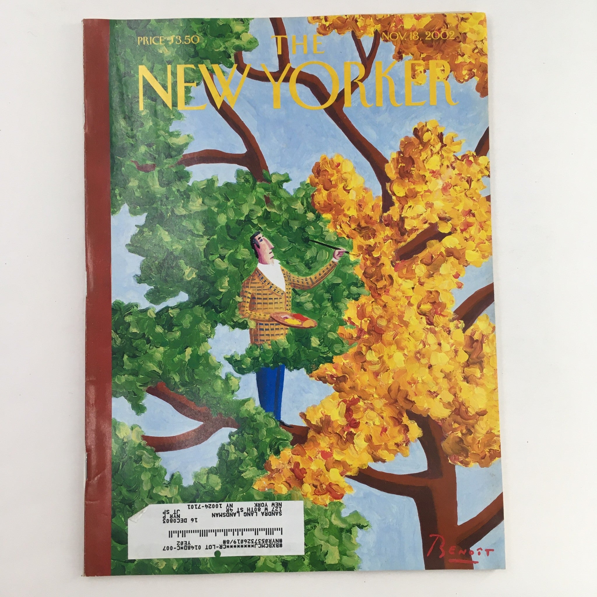 The New Yorker Full Magazine November 18 2002 Autumn by Benoit van Innis VG