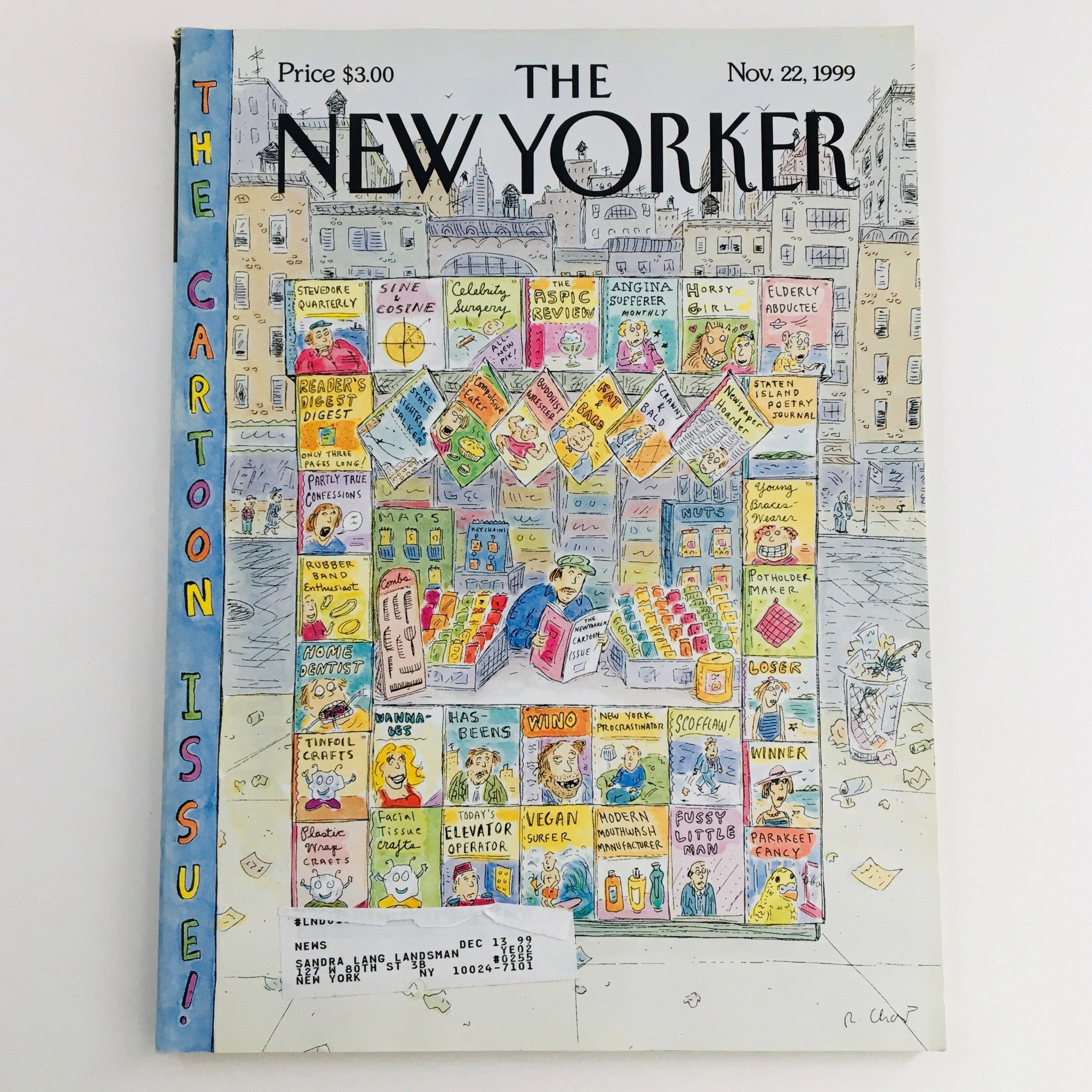 The New Yorker November 22 1999 Full Magazine Theme Cover by Roz Chast VG