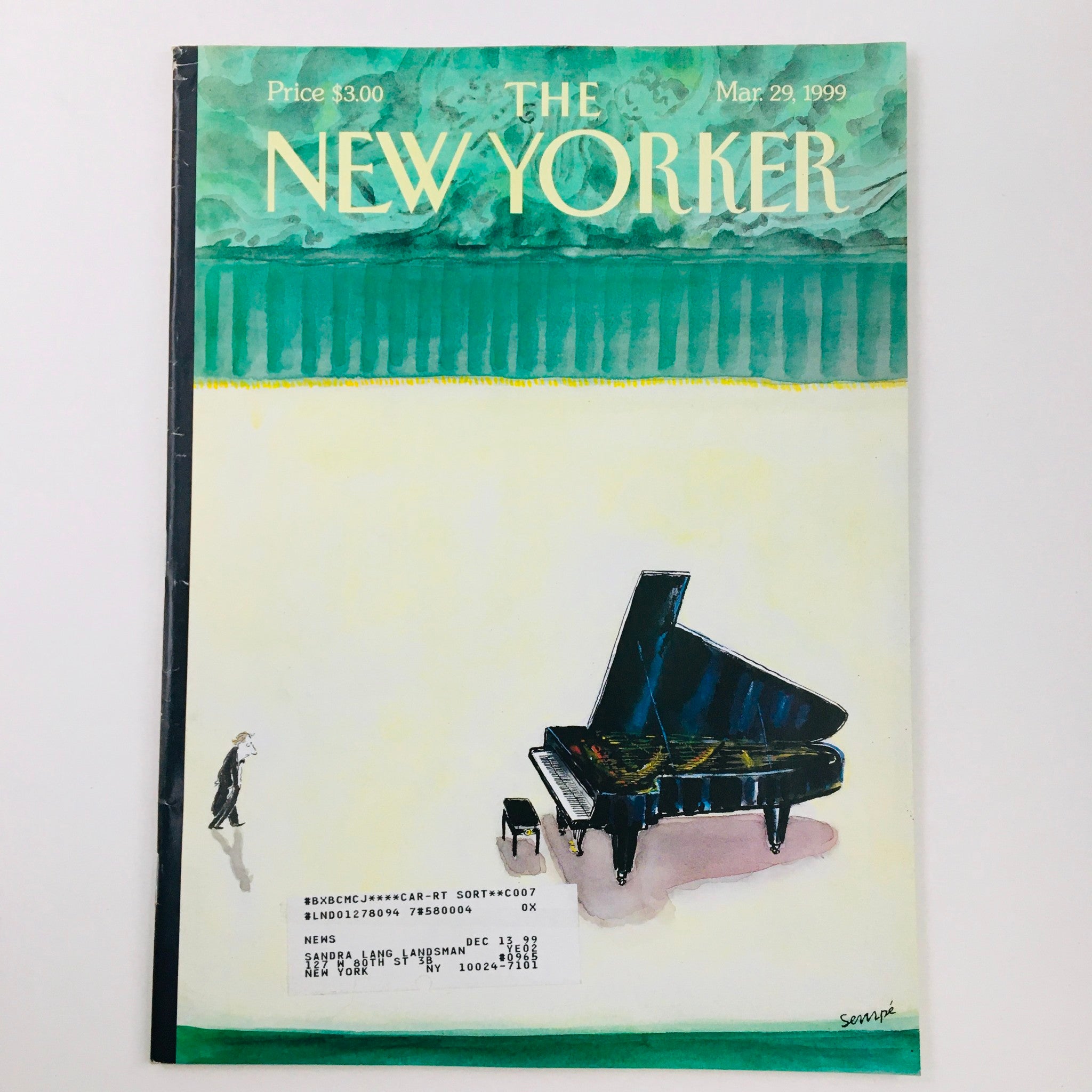 The New Yorker Full Magazine March 29 1999 Slight Anxiety by Jean-Jacques Sempé