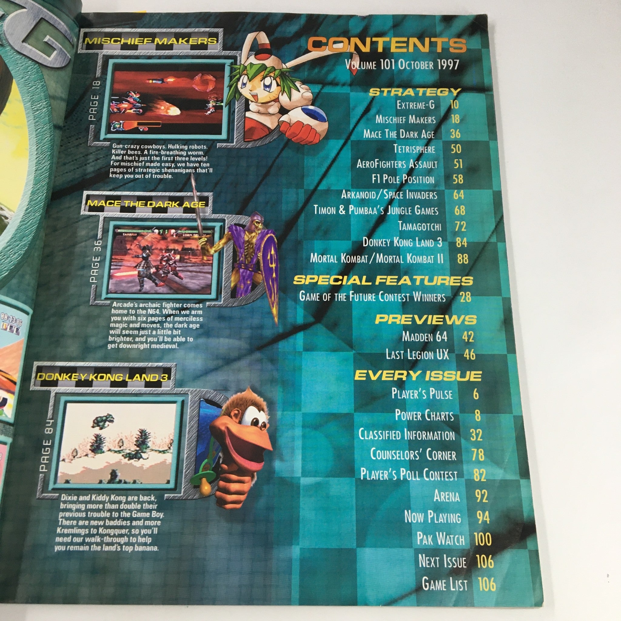 Nintendo Power Magazine #101 October 1997 Extreme-6 Speed Zone Ahead w Poster