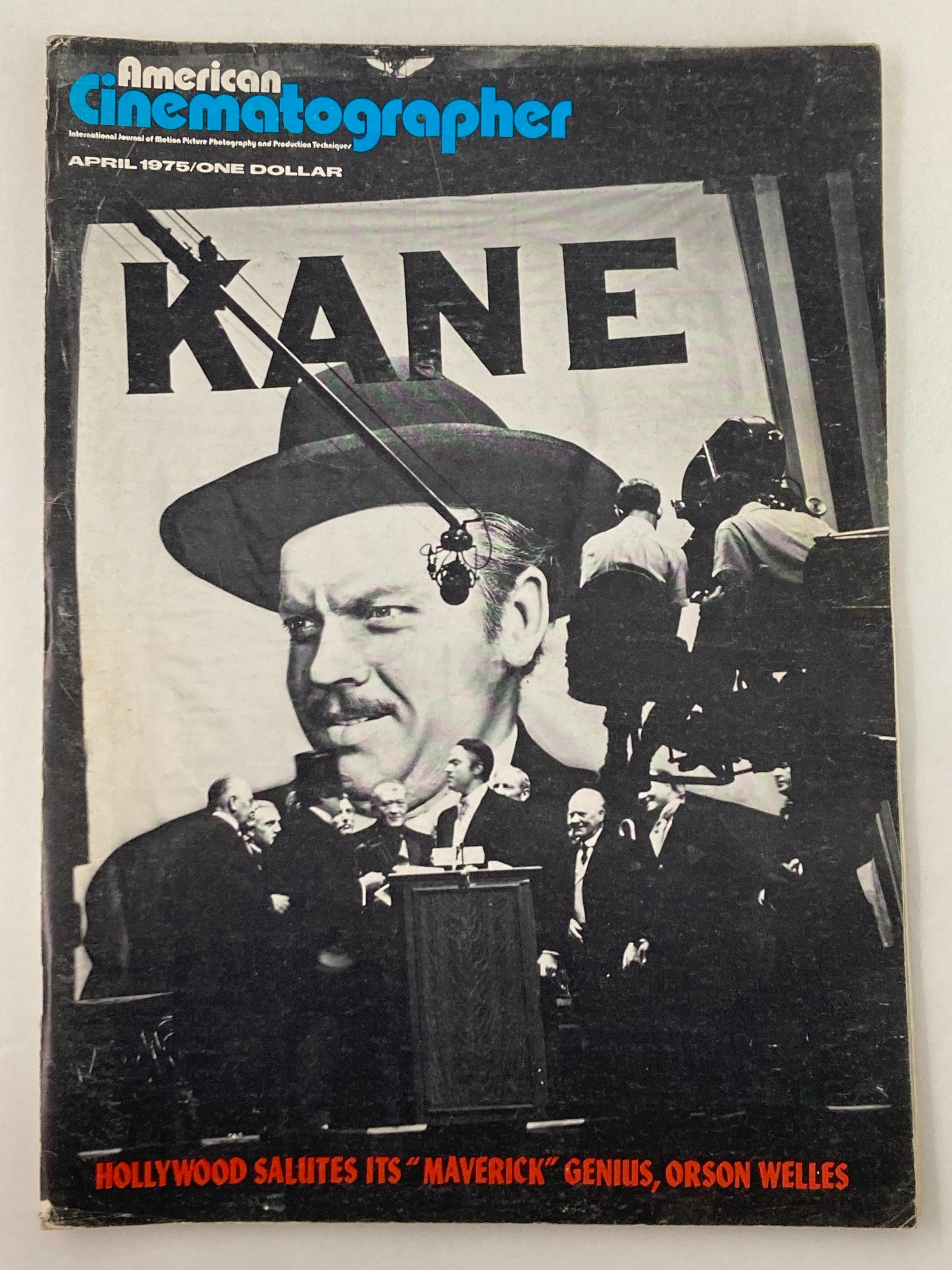 American Cinematographer Magazine April 1975 Orson Welles in "Citizen Kane"