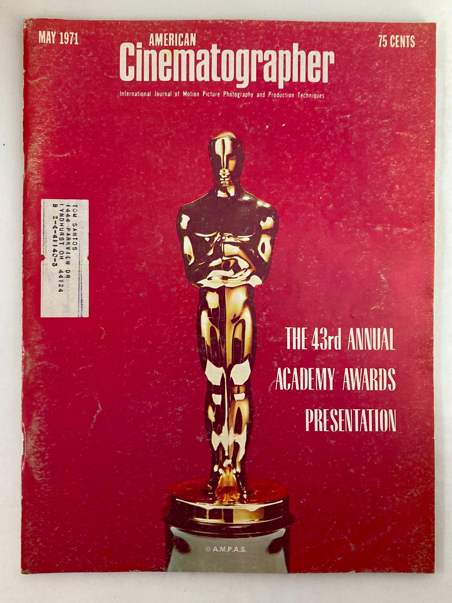 American Cinematographer Magazine May 1971 The 43rd Annual Academy Awards