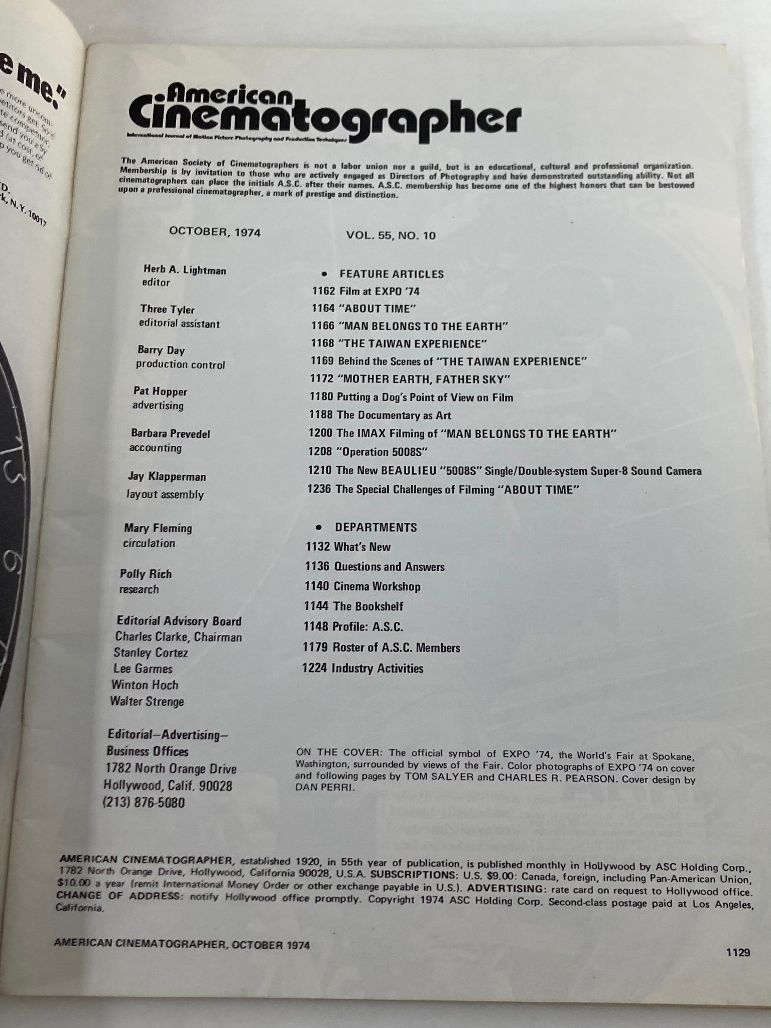 American Cinematographer Magazine October 1974 Official Symbol Film Expo '74