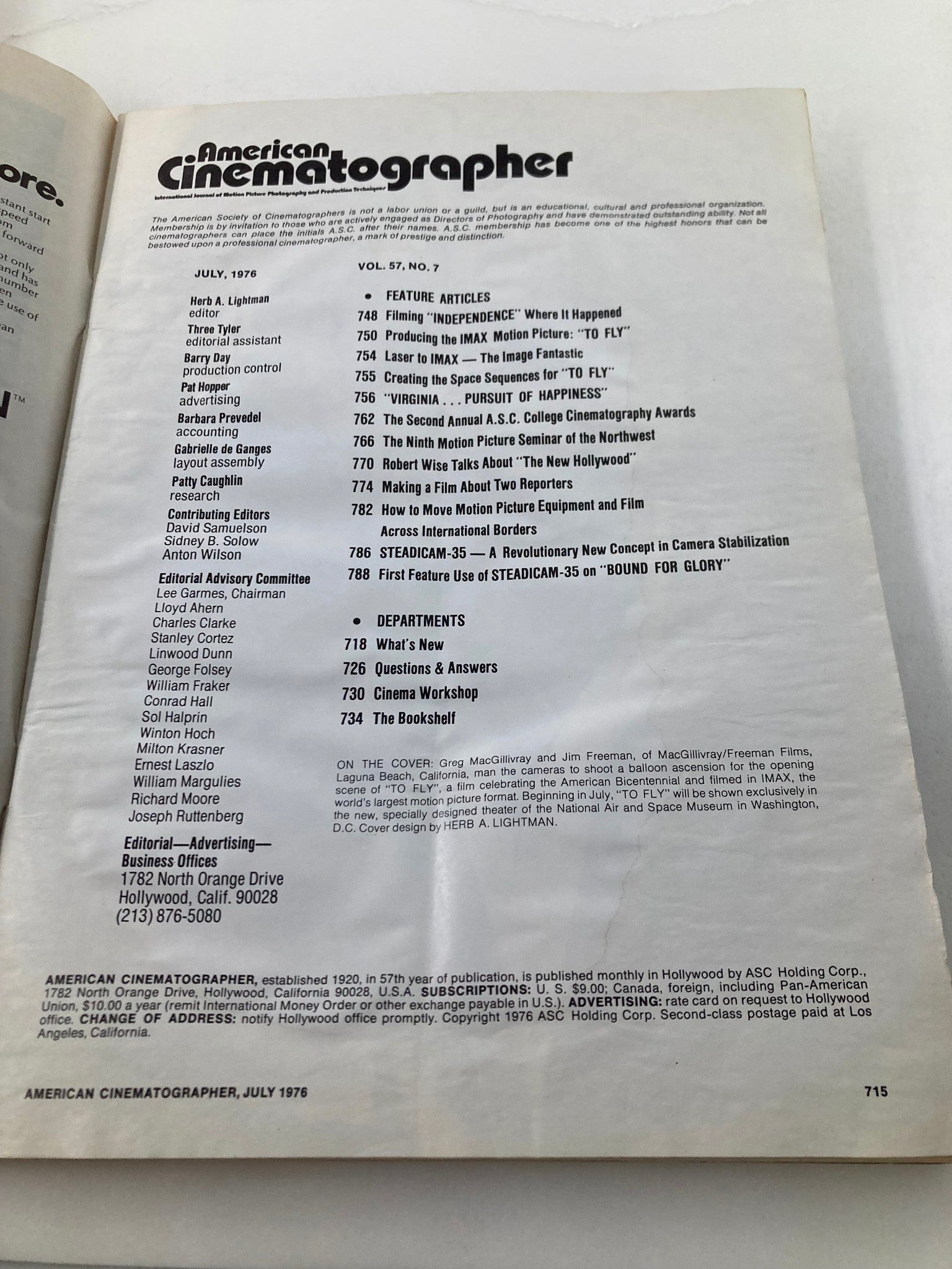 American Cinematographer Magazine July 1976 Greg MacGillivray & Jim Freeman