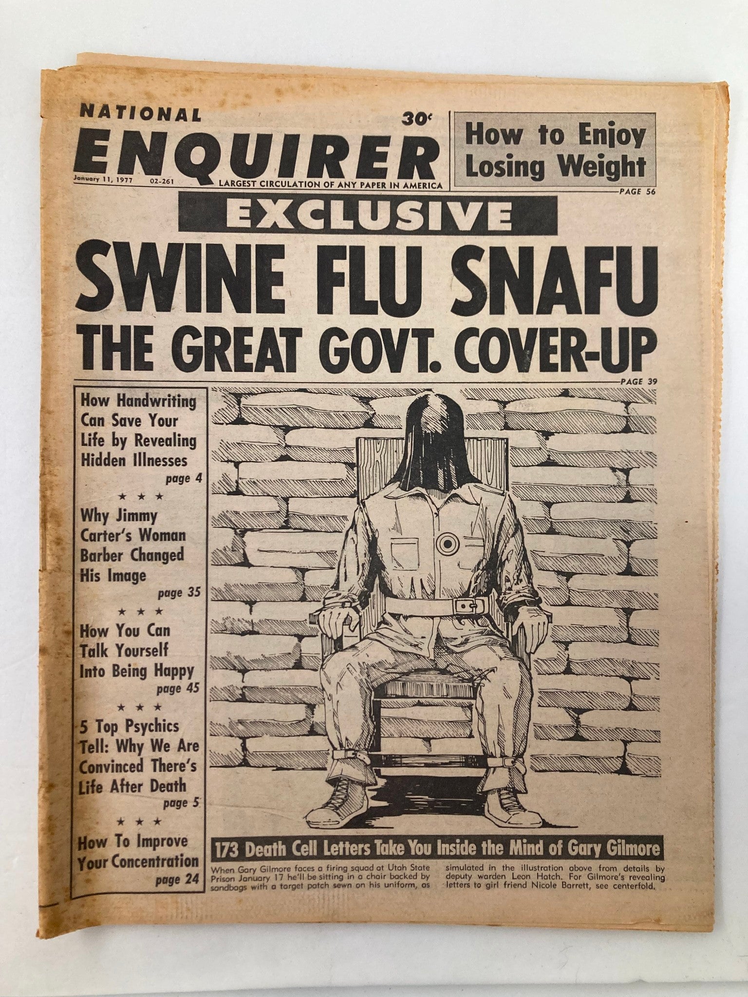 National Enquirer Tabloid January 11 1977 Swine Flu Snafu Great Govt. Cover-up