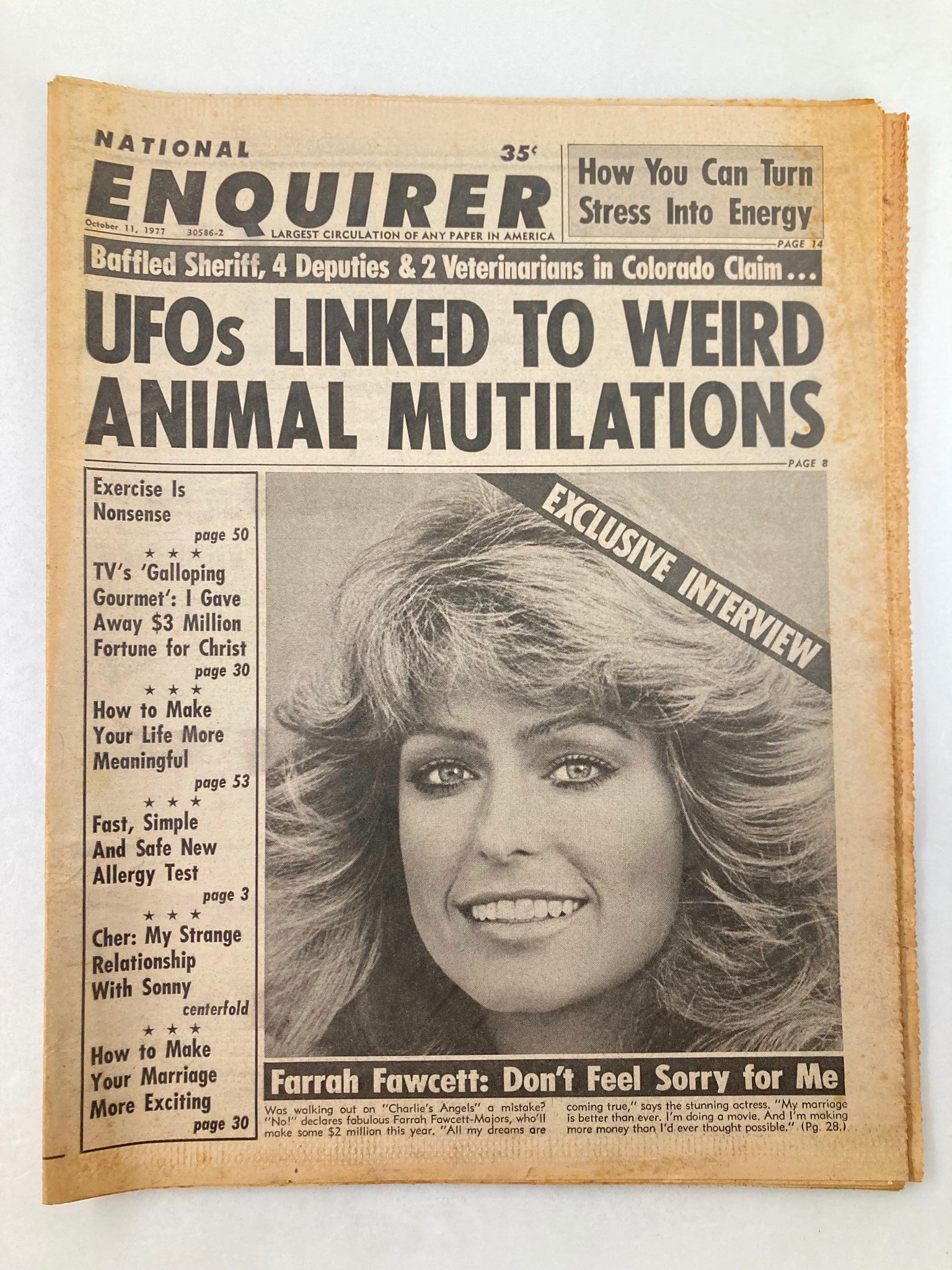 National Enquirer Tabloid October 11 1977 Farrah Fawcet Don't Feel Sorry For Me