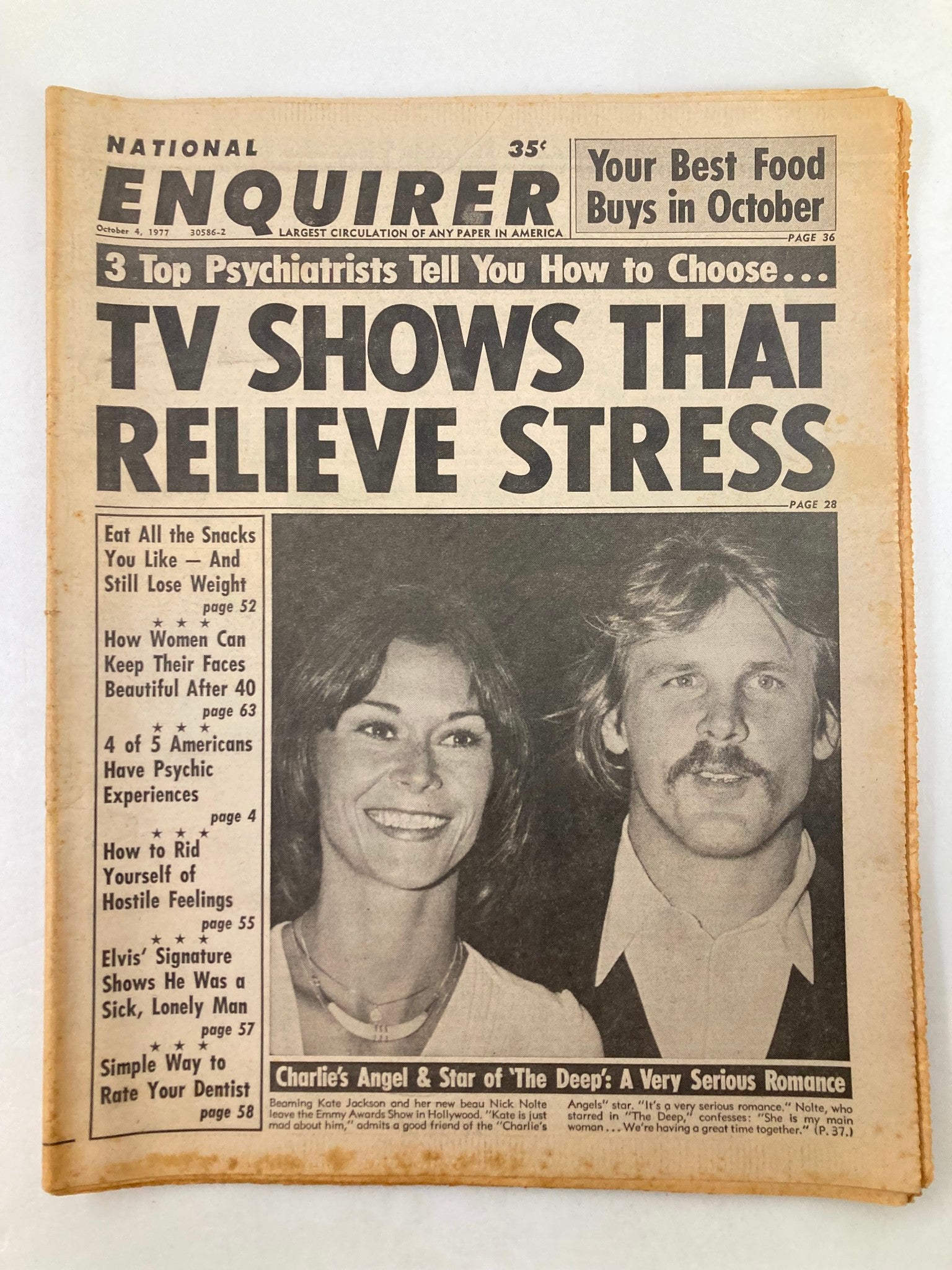 National Enquirer Tabloid October 4 1977 Kate Jackson and Beau Nick Nolte