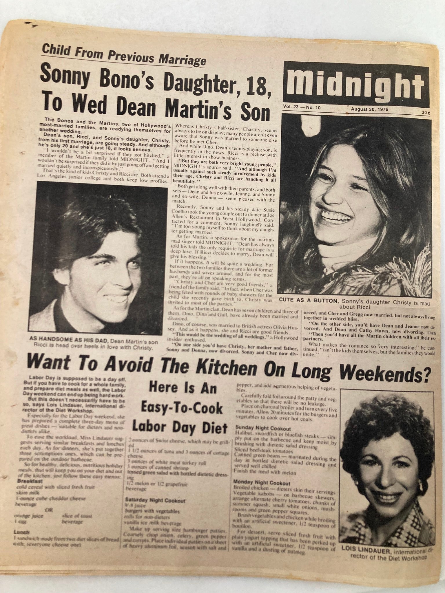 Midnight Tabloid August 30 1976 Vol 23 #10 Isabella Rossellini & Joe Namath