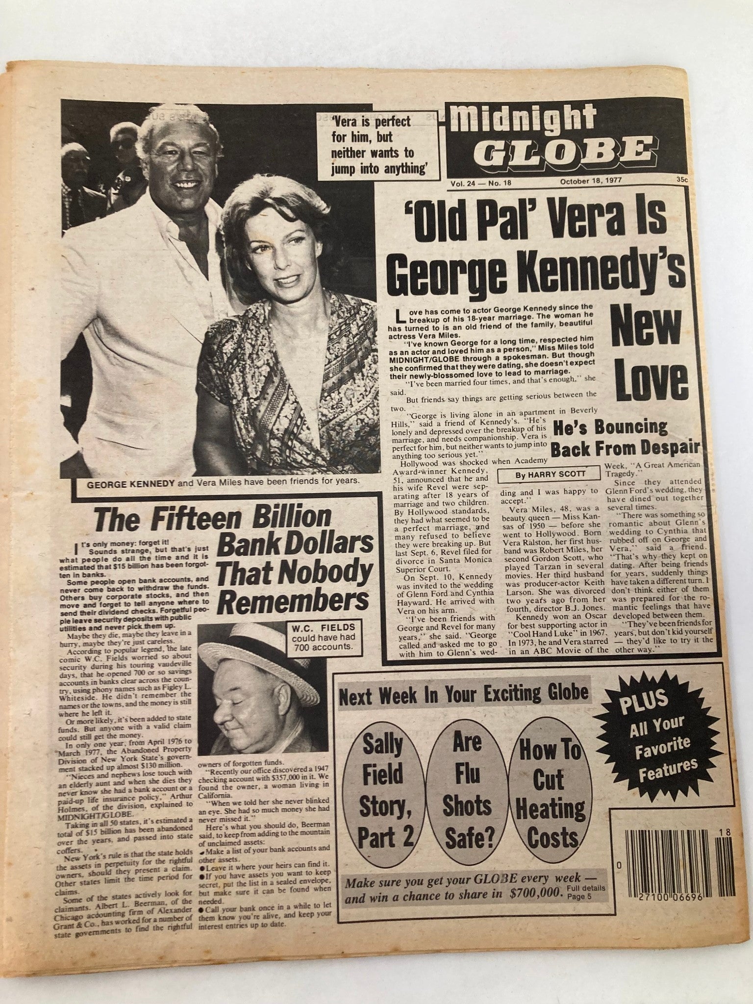 Midnight Globe Tabloid October 18 1977 Vol 24 #18 Jackie Kennedy & Jeane Dixon