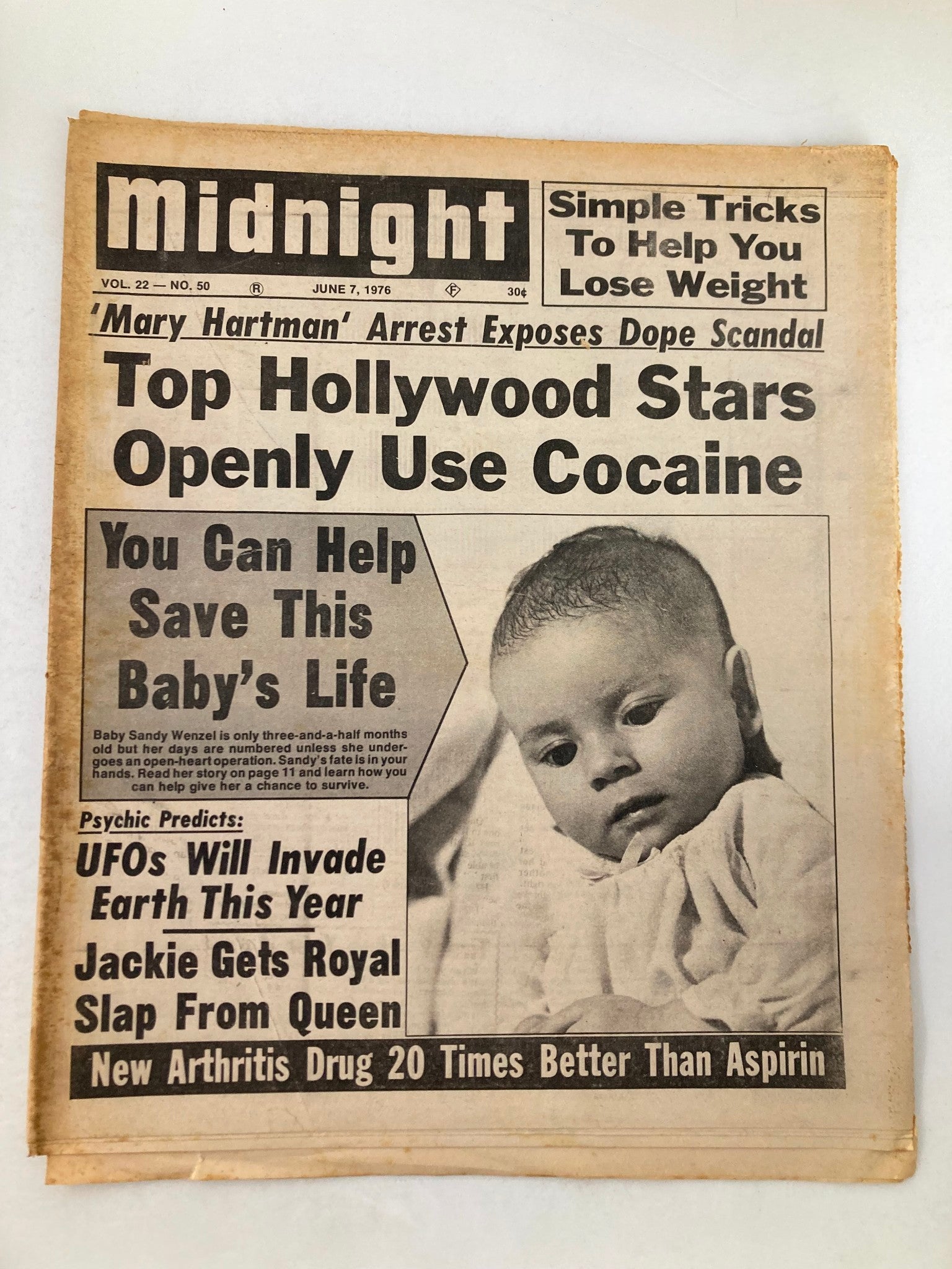 Midnight Tabloid June 7 1976 Vol 22 #50 Mary Hartman Arrest Exposes Dope Scandal