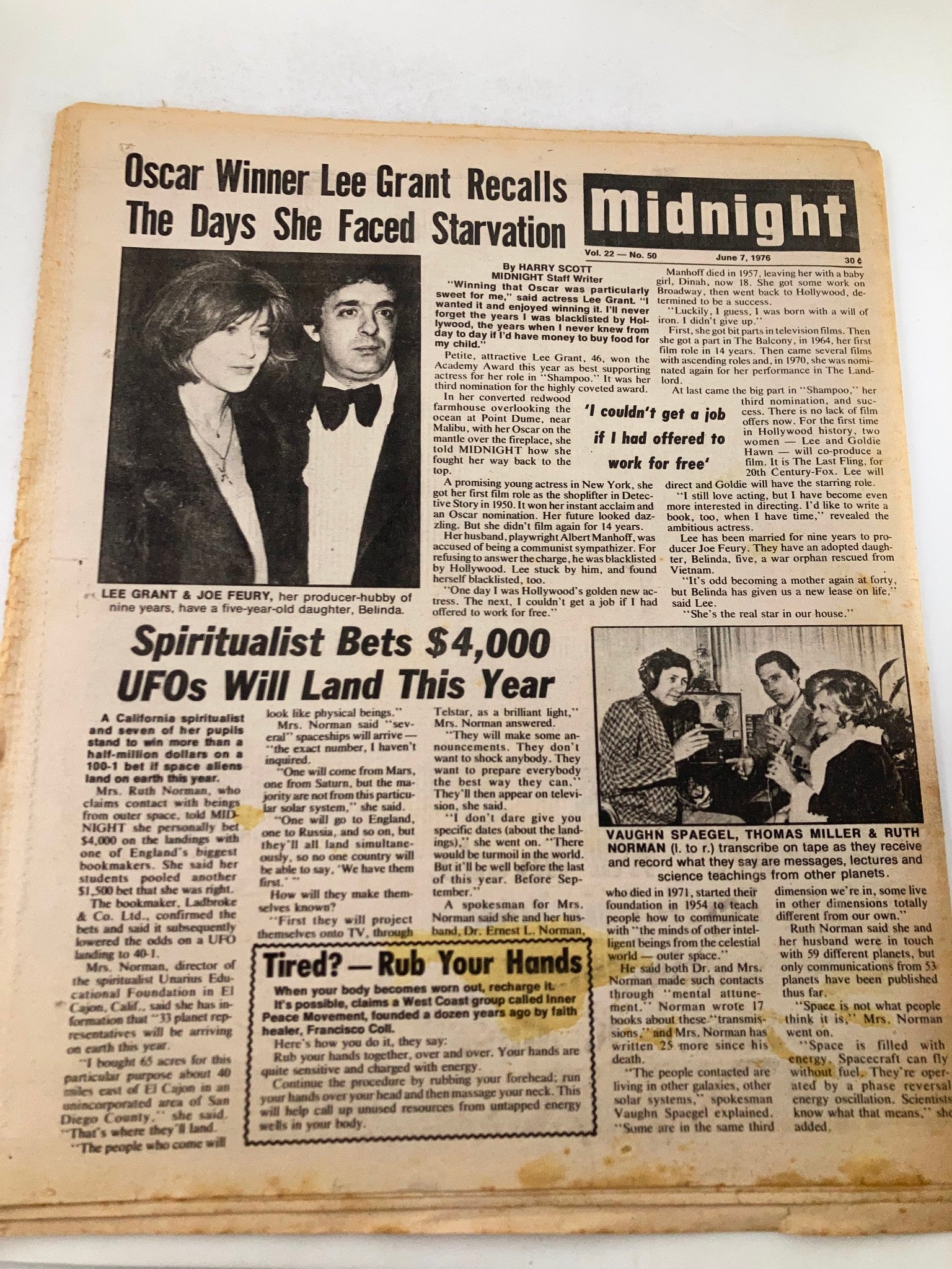 Midnight Tabloid June 7 1976 Vol 22 #50 Mary Hartman Arrest Exposes Dope Scandal